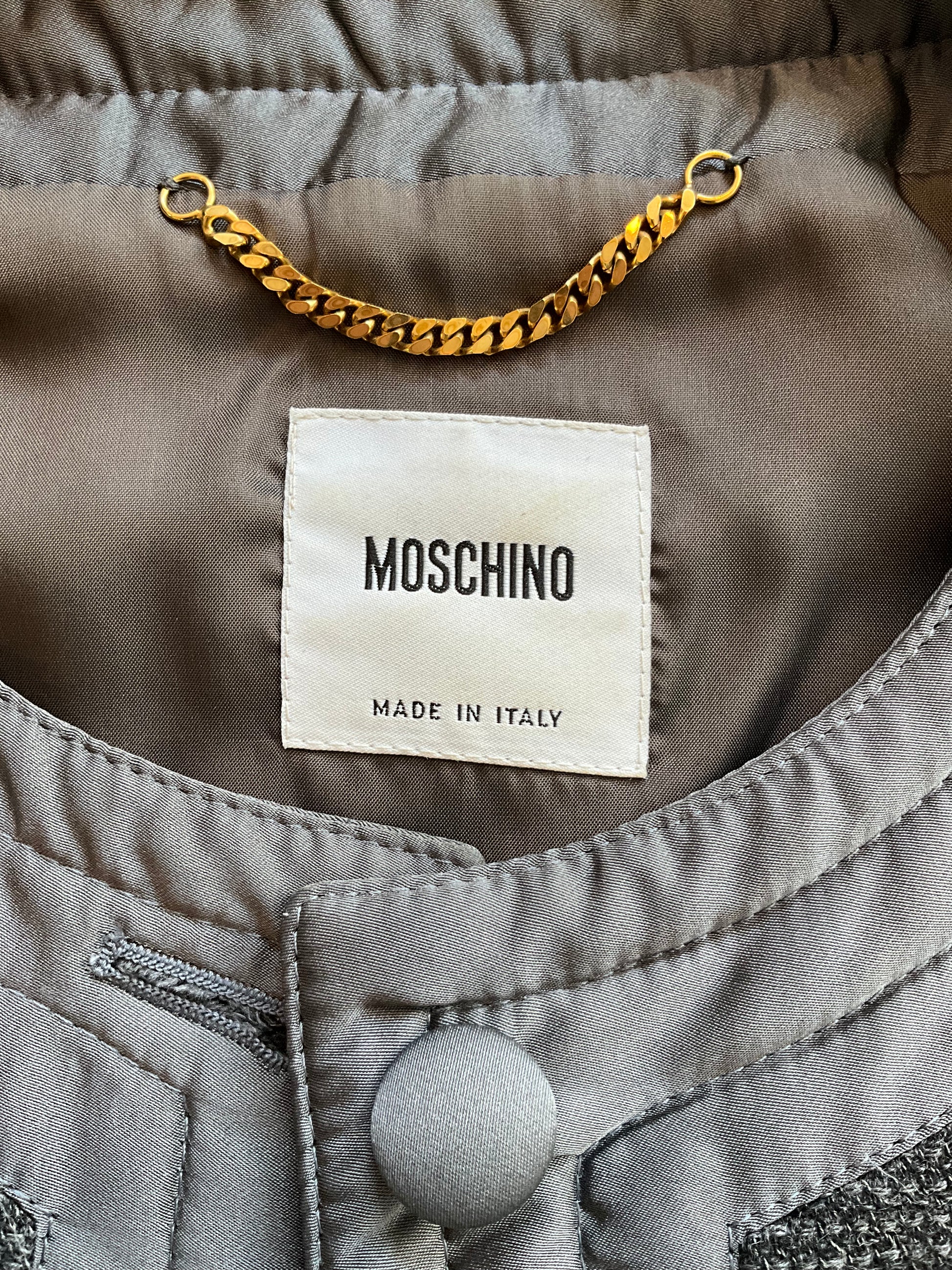 Moschino Grey Wool & Silk Cropped Jacket, Medium 