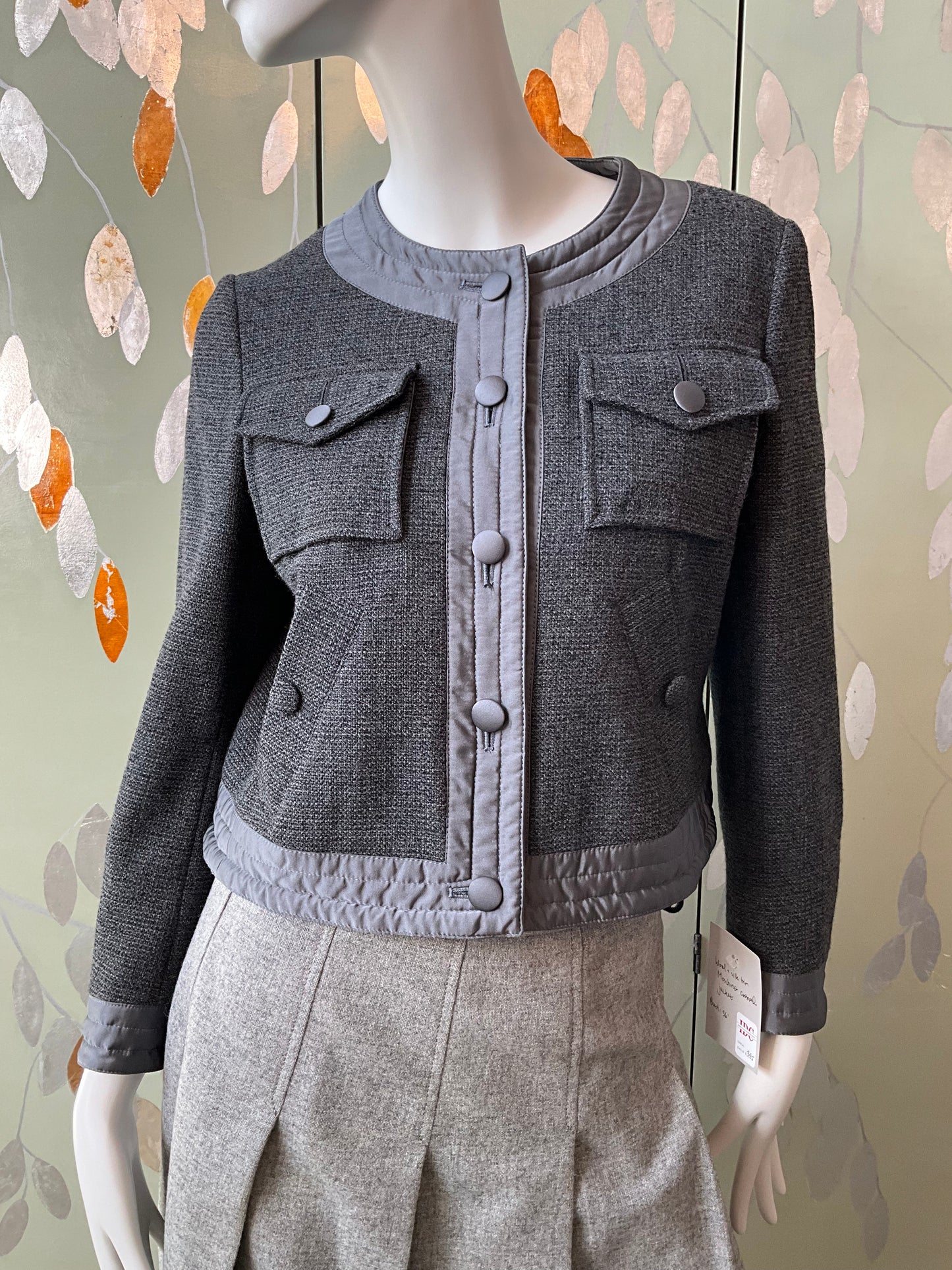 Moschino Grey Wool & Silk Cropped Jacket, Medium 