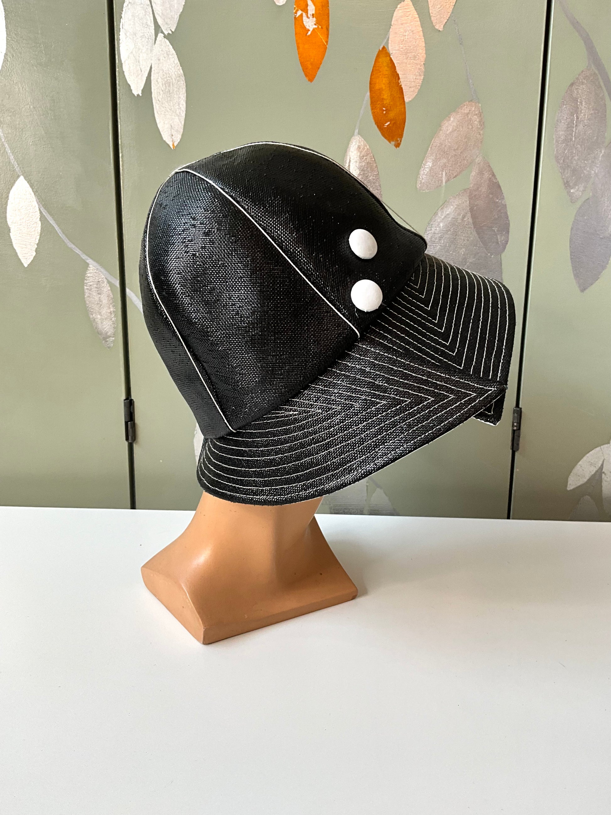 Vintage 1960s Mr.John Black and White Vinyl Mod Bucket Hat