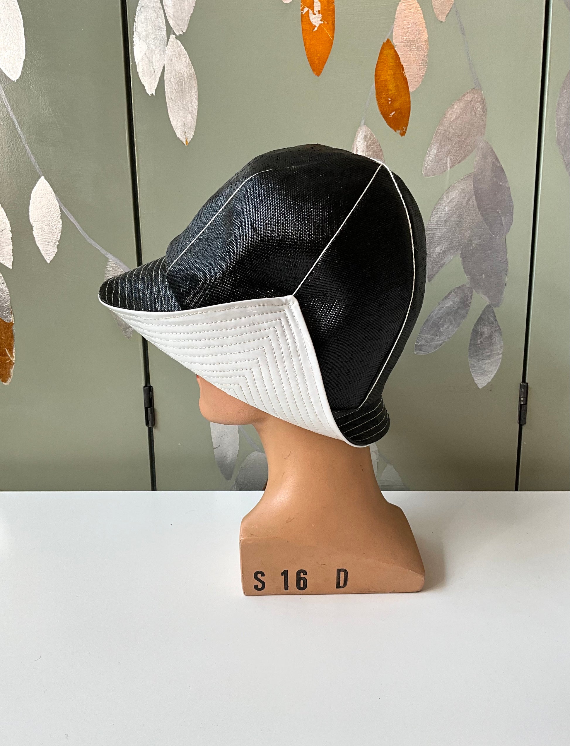 Vintage 1960s Mr.John Black and White Vinyl Mod Bucket Hat