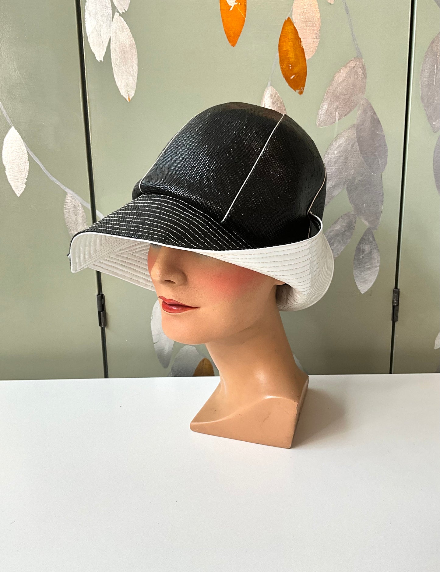 Vintage 1960s Mr.John Black and White Vinyl Mod Bucket Hat