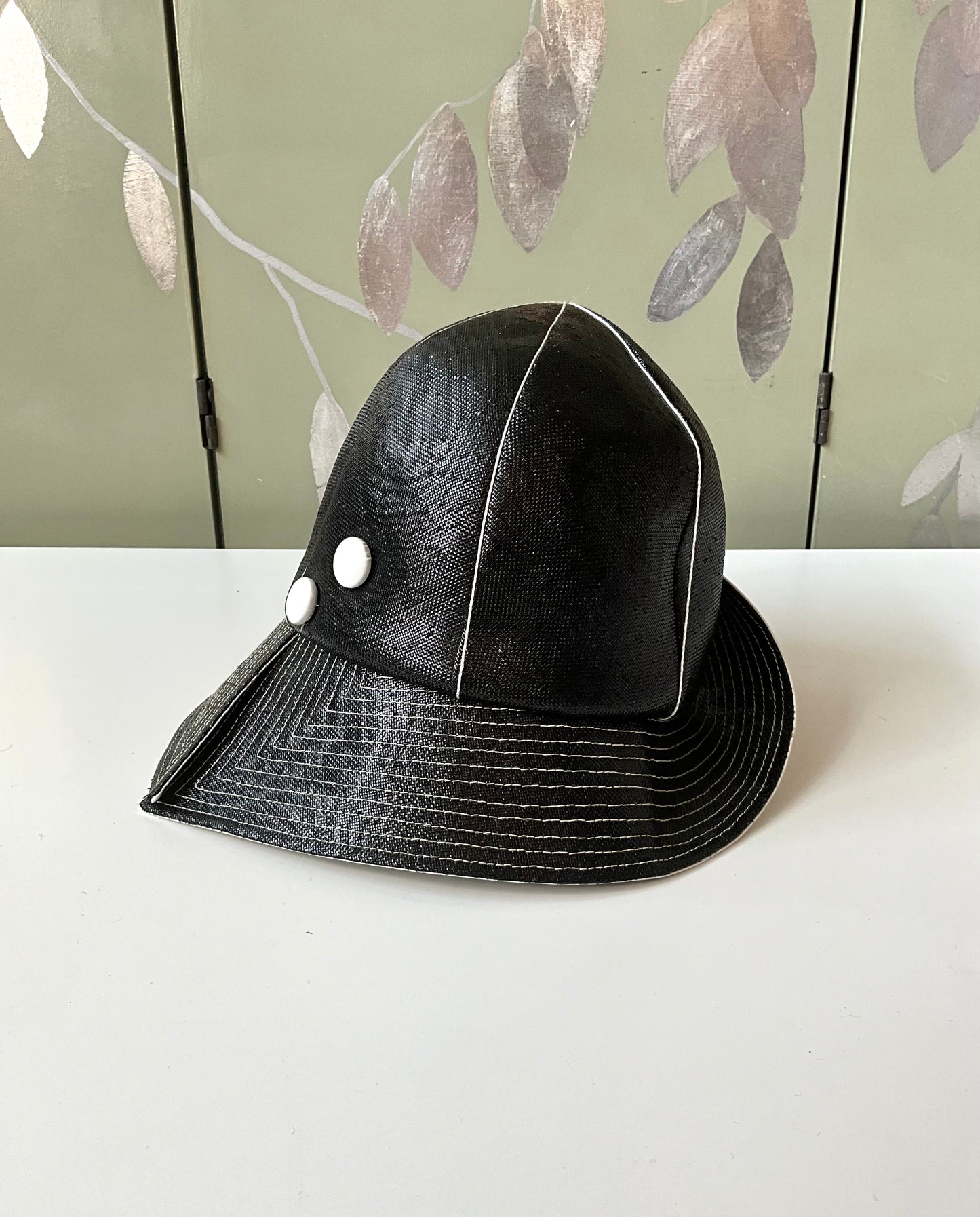 Vintage 1960s Mr.John Black and White Vinyl Mod Bucket Hat