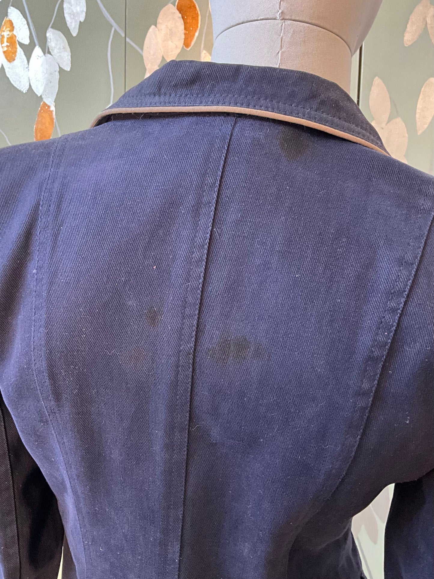 Vintage 1970s Navy Cotton 3 Piece Pant Suit, Small 