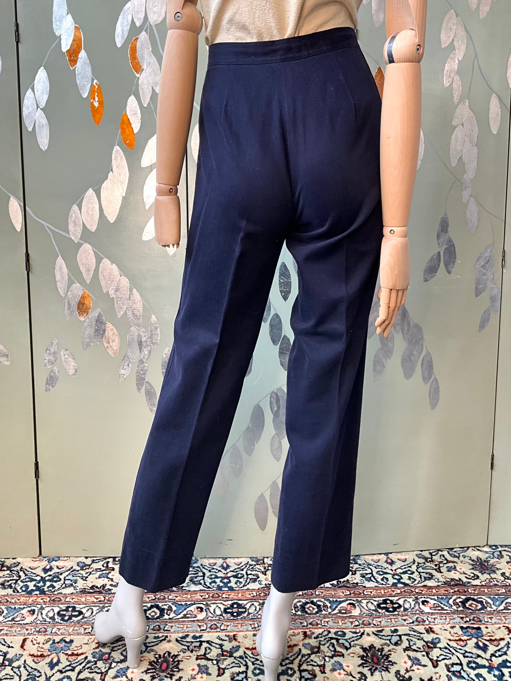 Vintage 1970s Navy Cotton 3 Piece Pant Suit, Small 