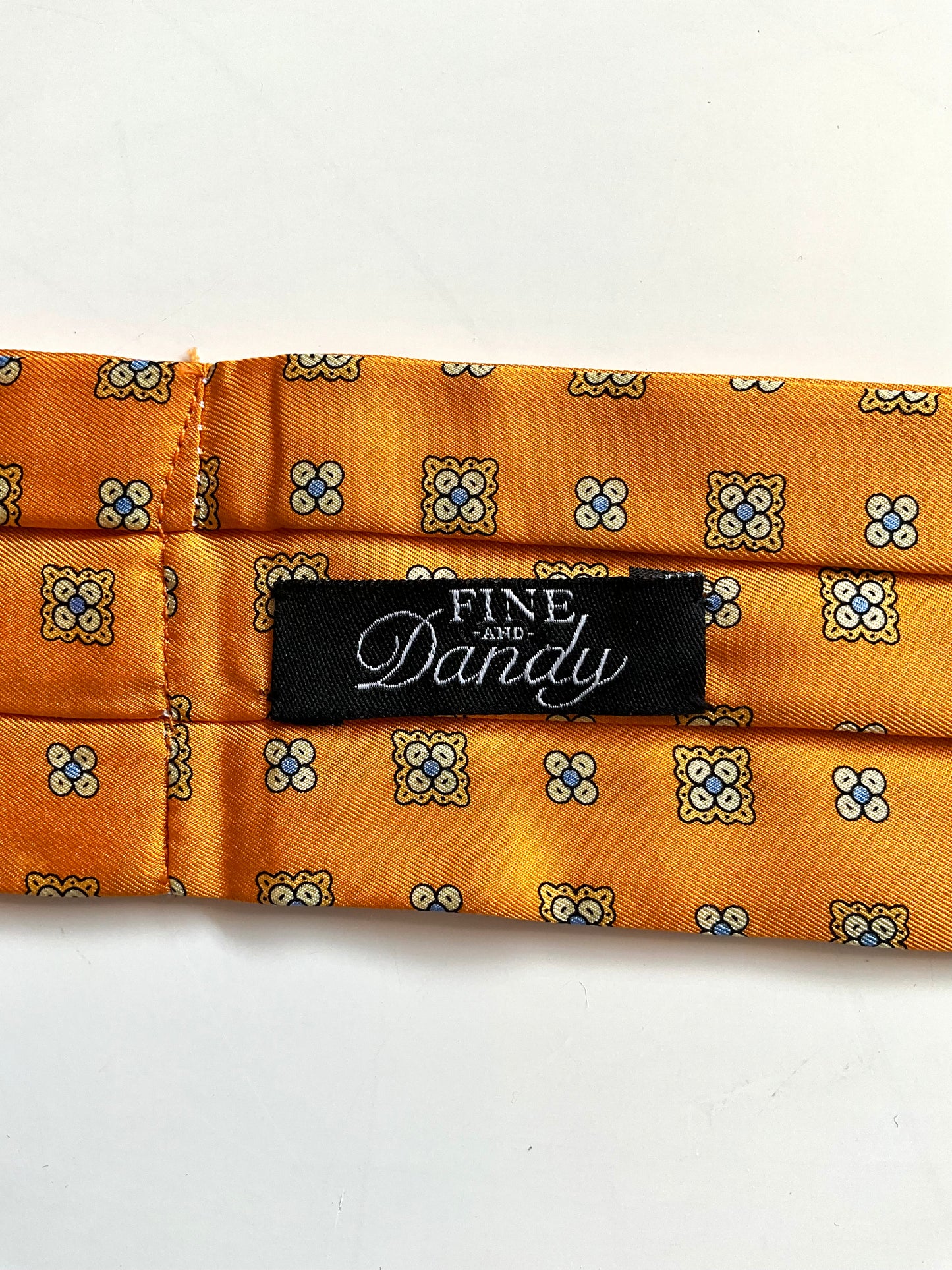 Men's Orange Silk Foulard Print Ascot Tie