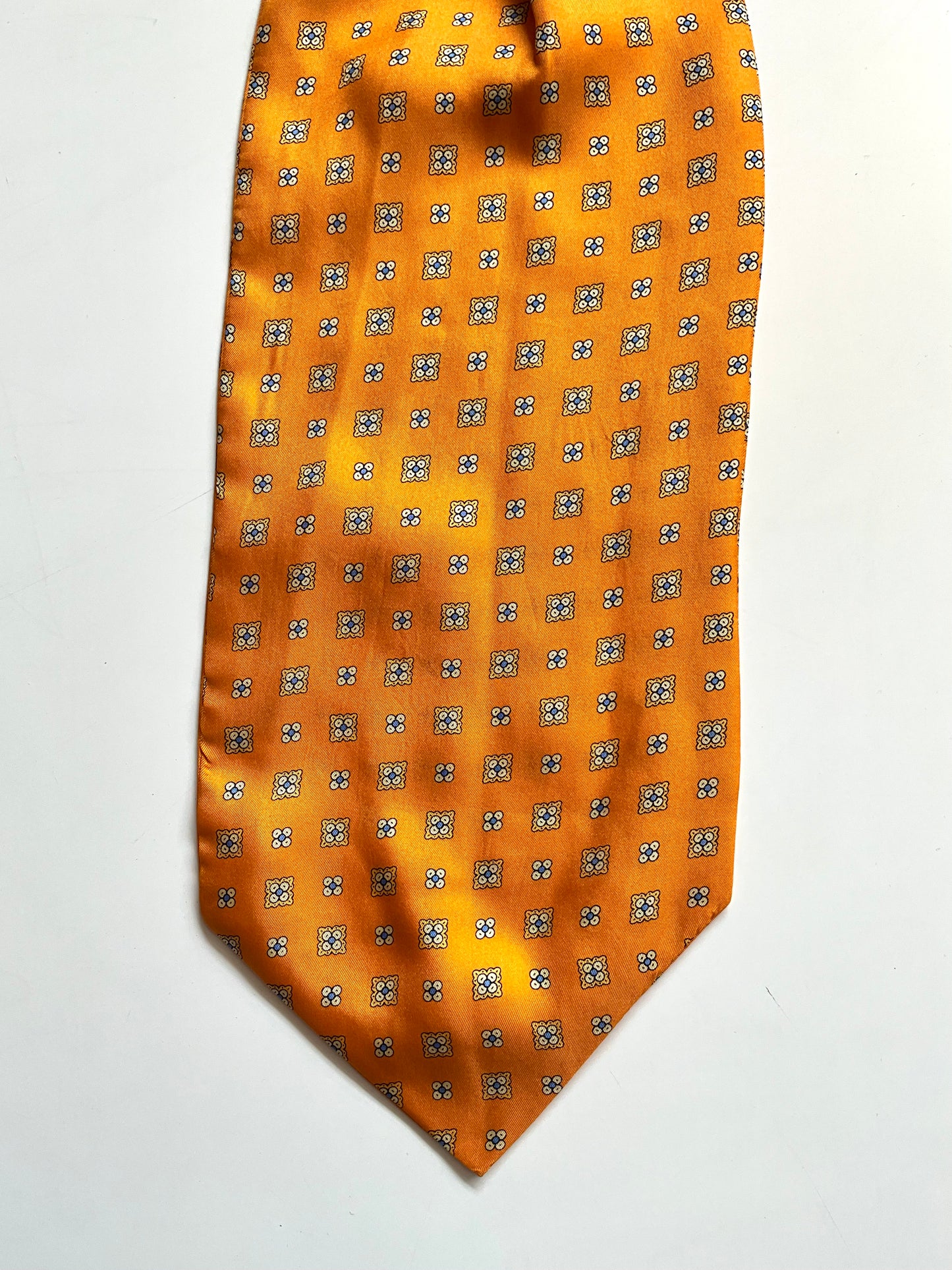 Men's Orange Silk Foulard Print Ascot Tie