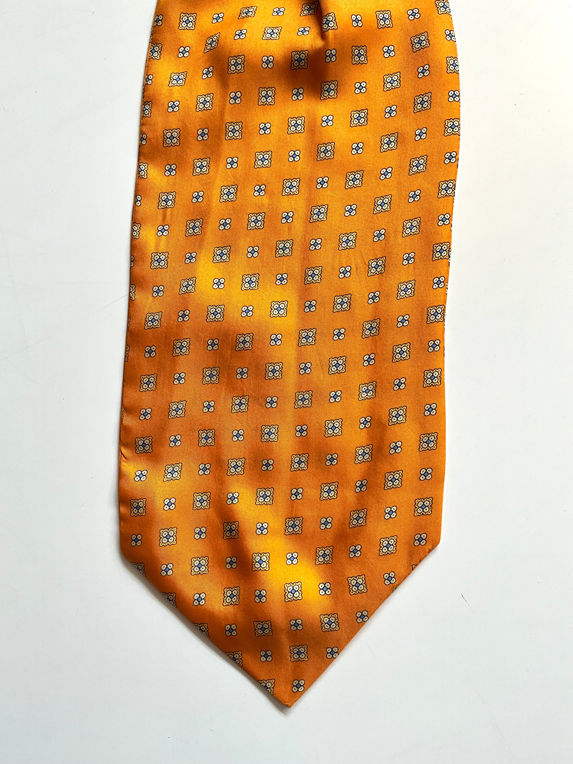 Men's Orange Silk Foulard Print Ascot Tie
