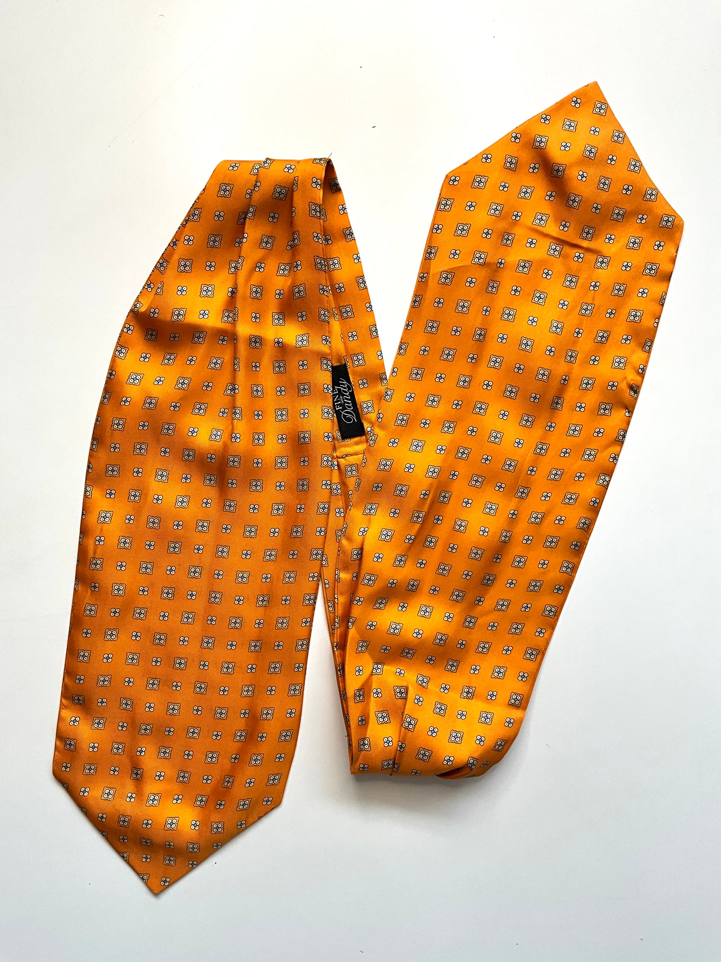 Men's Orange Silk Foulard Print Ascot Tie