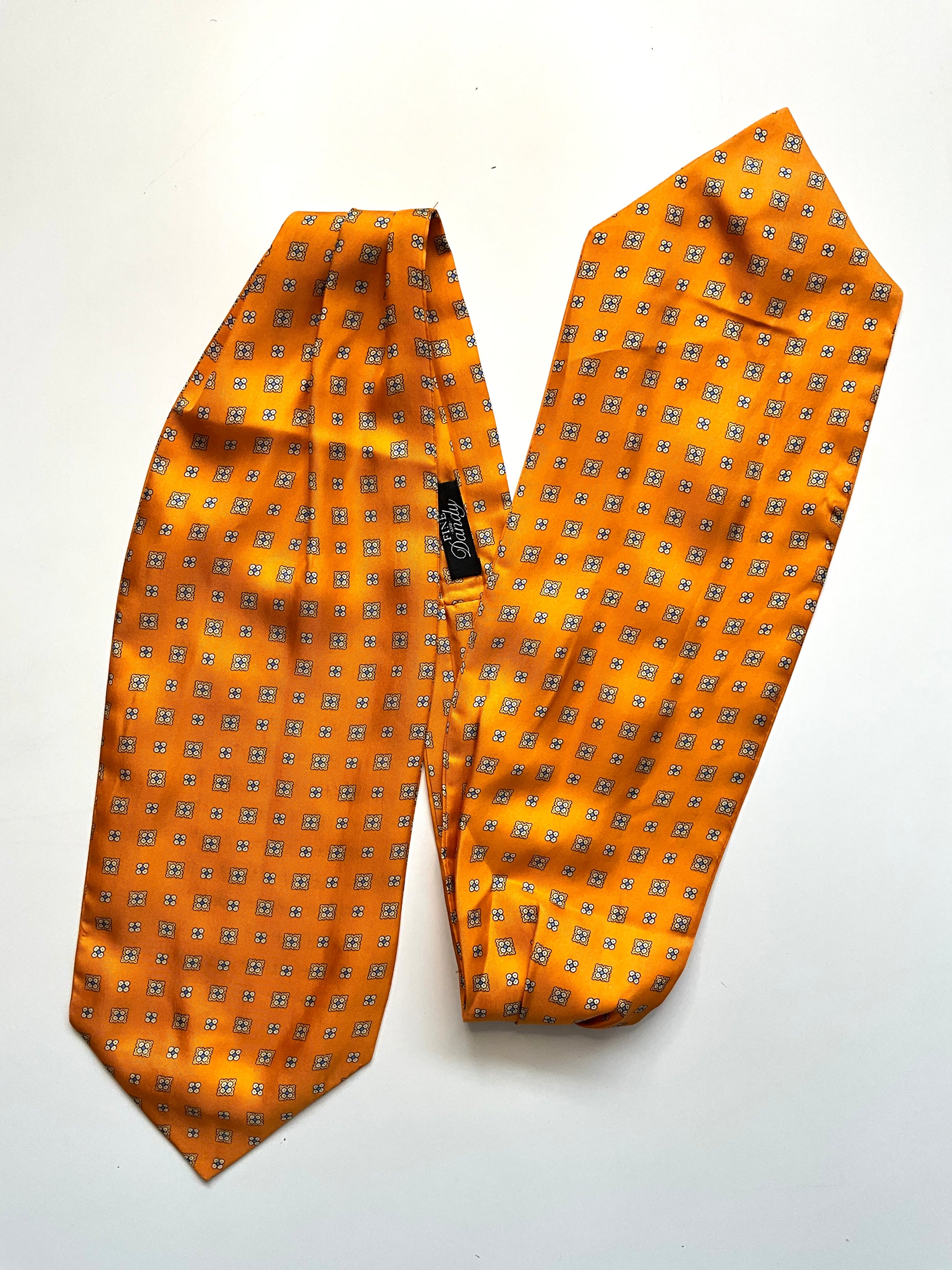 Men's Orange Silk Foulard Print Ascot Tie