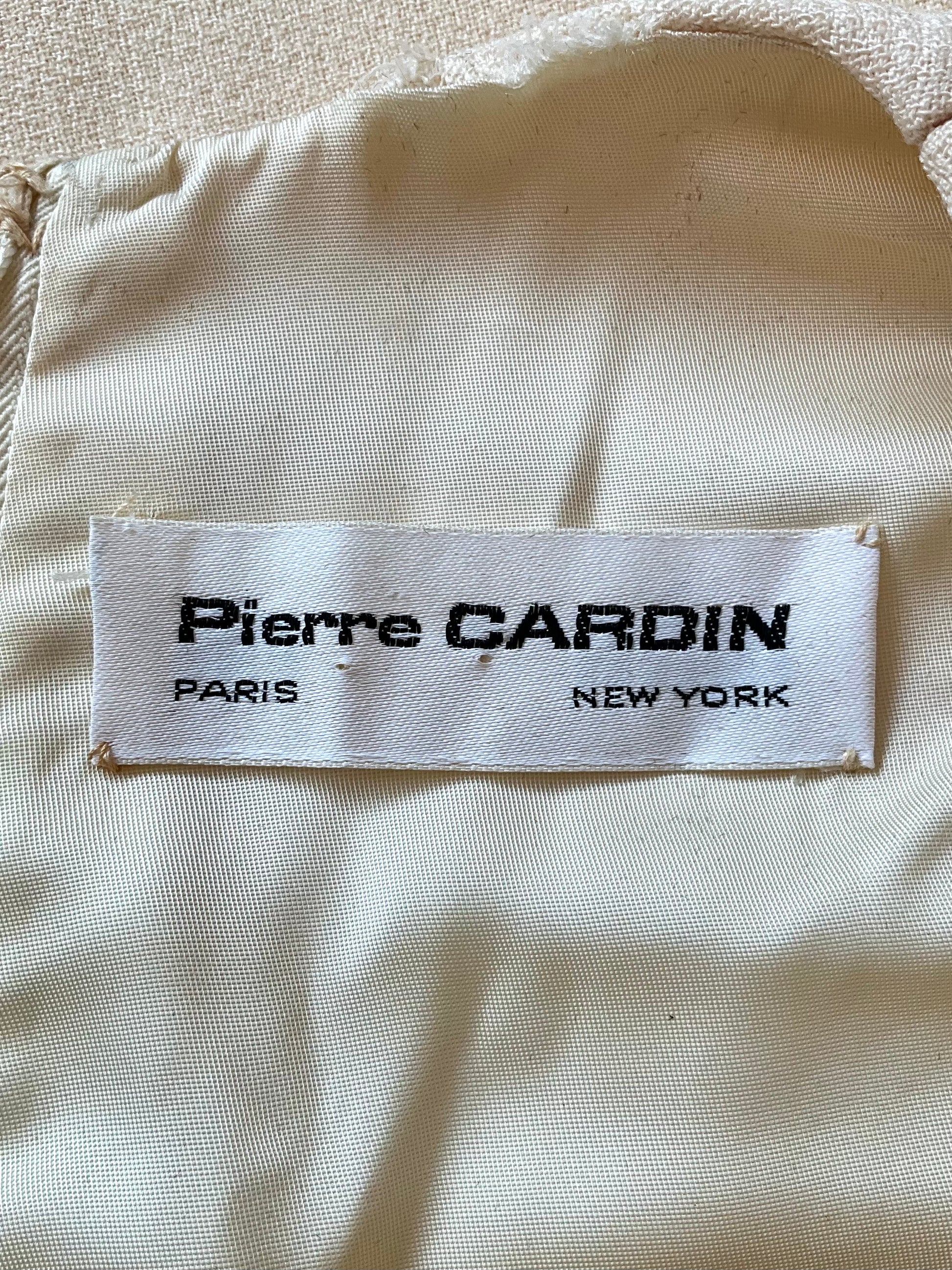 Vintage 1960s Pierre Cardin Cream Wool Shift Dress, Small