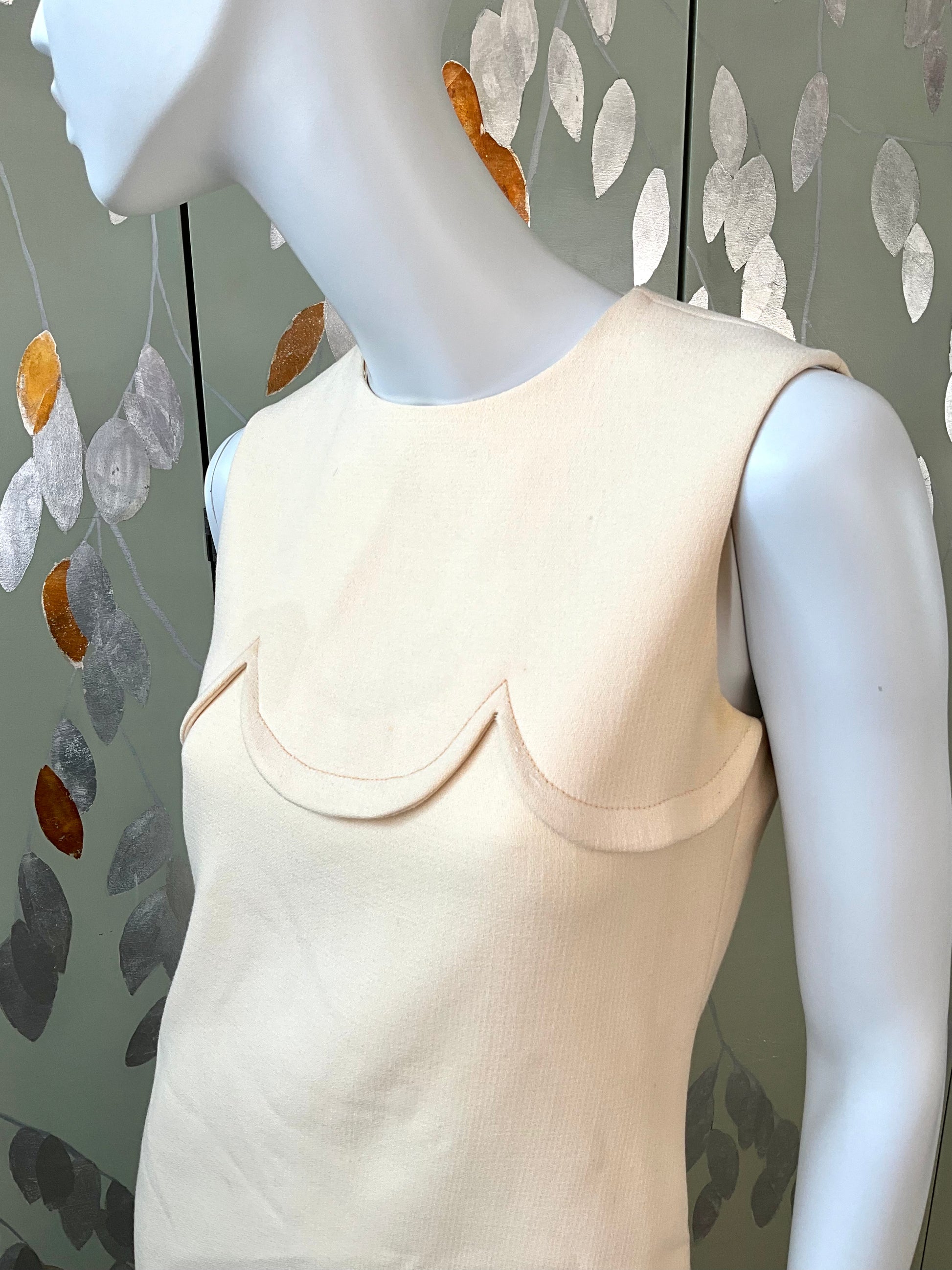 Vintage 1960s Pierre Cardin Cream Wool Shift Dress, Small Ian Drummond Vintage Vintage 1960s Pierre Cardin Cream Wool Shift Dress, Small Ian Drummond Vintage