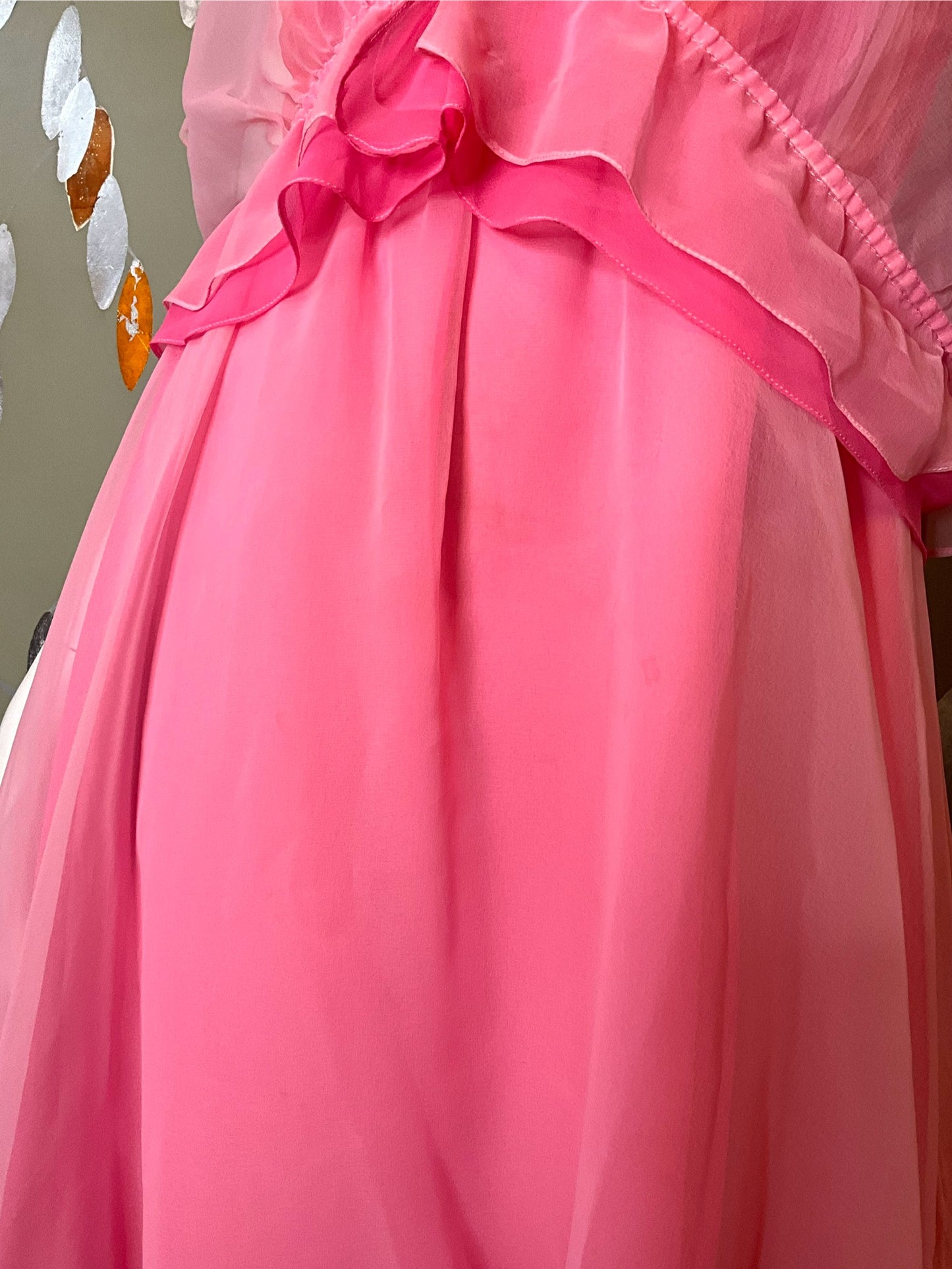 2000s Gradient Pink Handkerchief Hem Party Dress and Bolero 