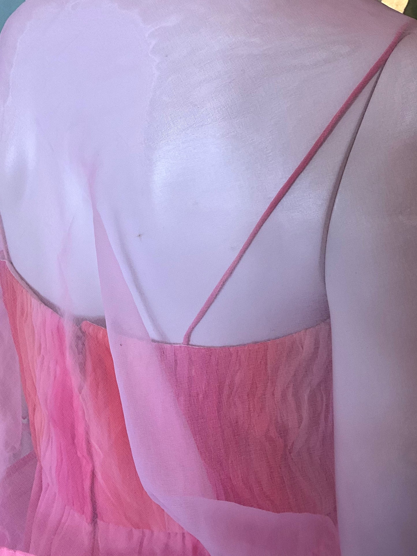 2000s Gradient Pink Handkerchief Hem Party Dress and Bolero 