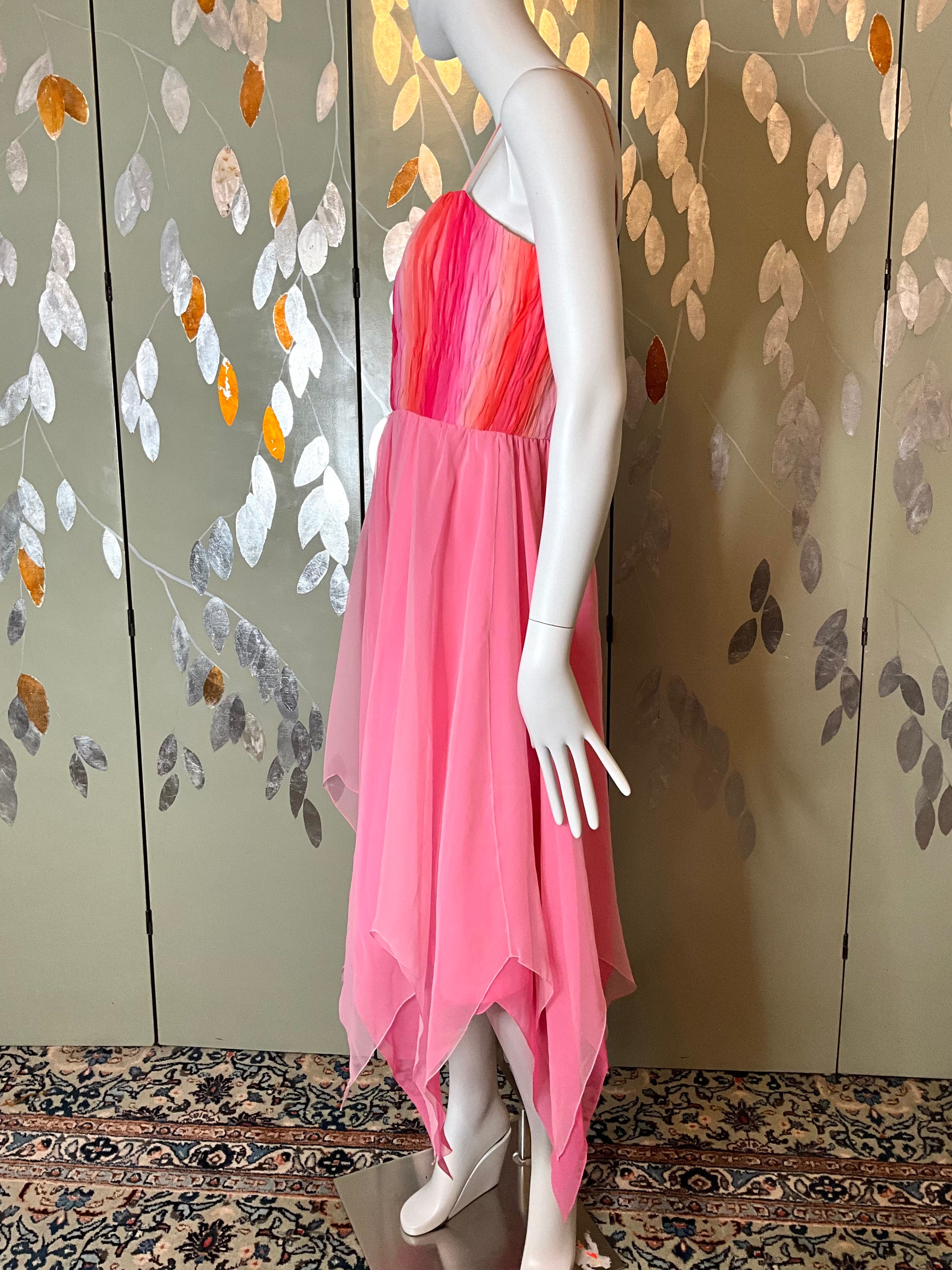 2000s Gradient Pink Handkerchief Hem Party Dress and Bolero 