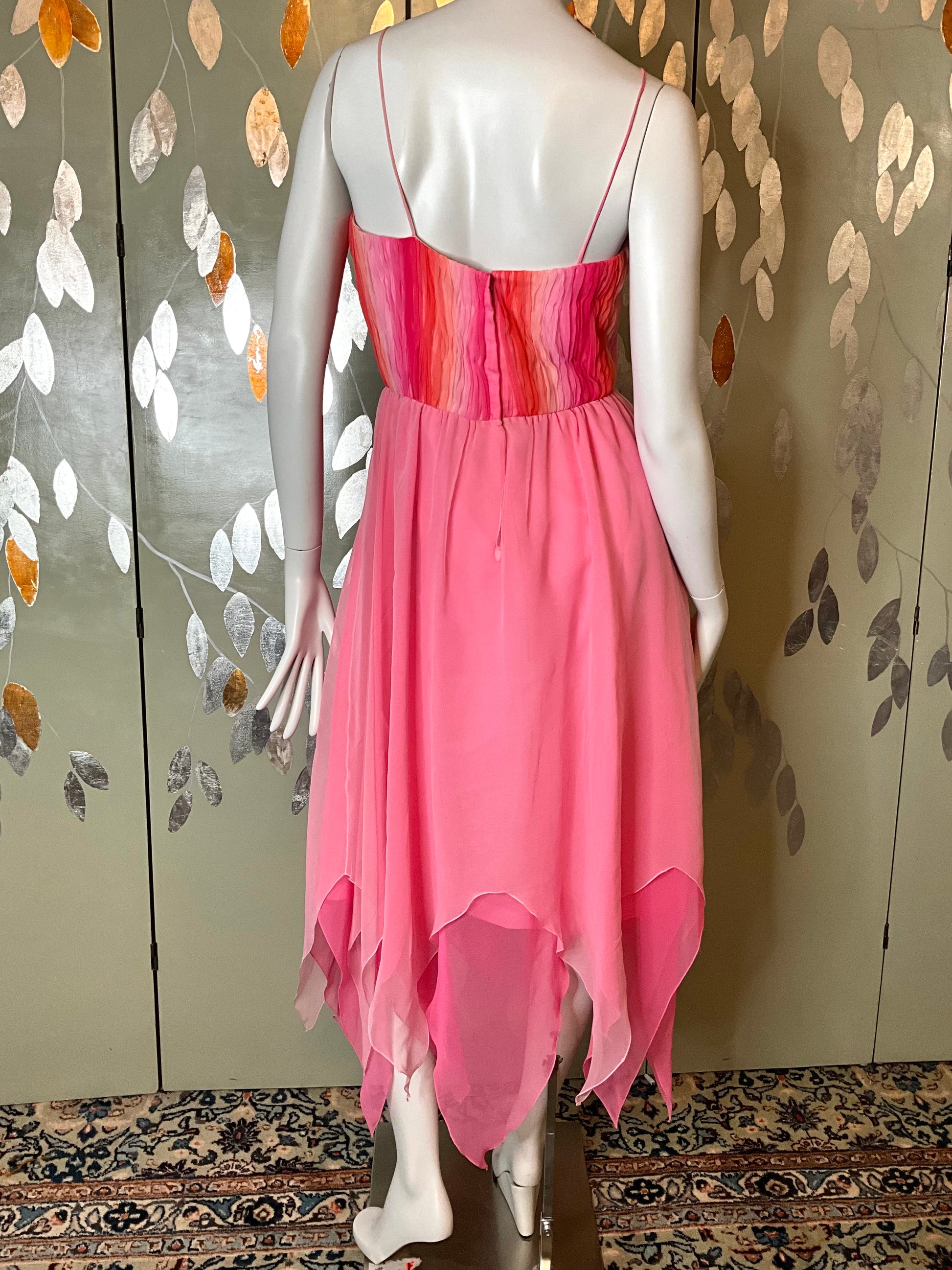 2000s Gradient Pink Handkerchief Hem Party Dress and Bolero 