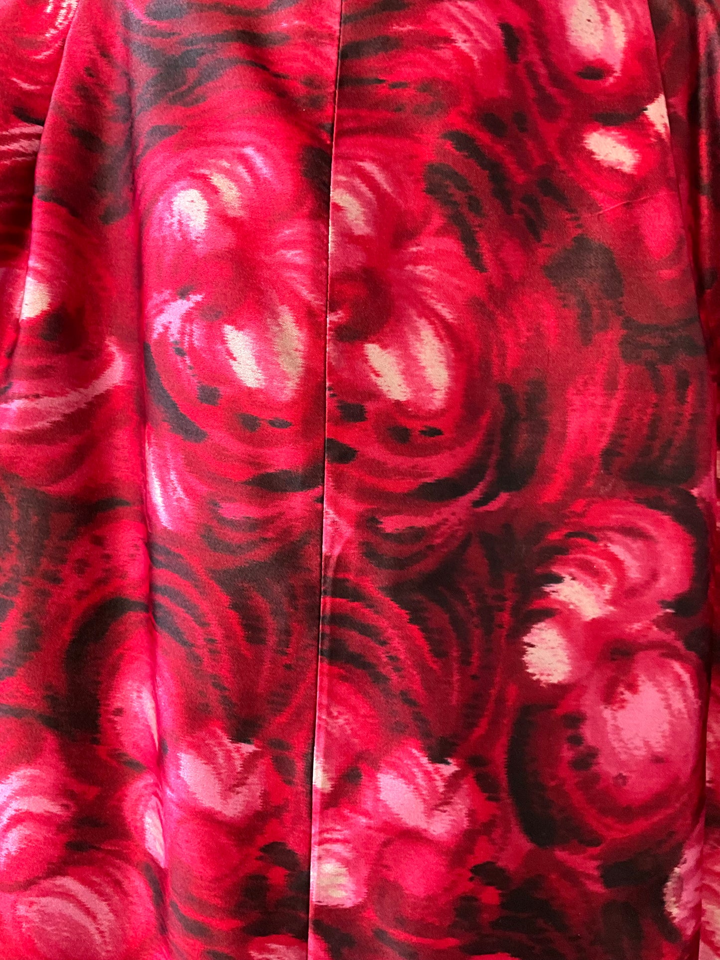 Vintage 1970s Homemade Pink Abstract Print Satin Maxi Skirt, Small