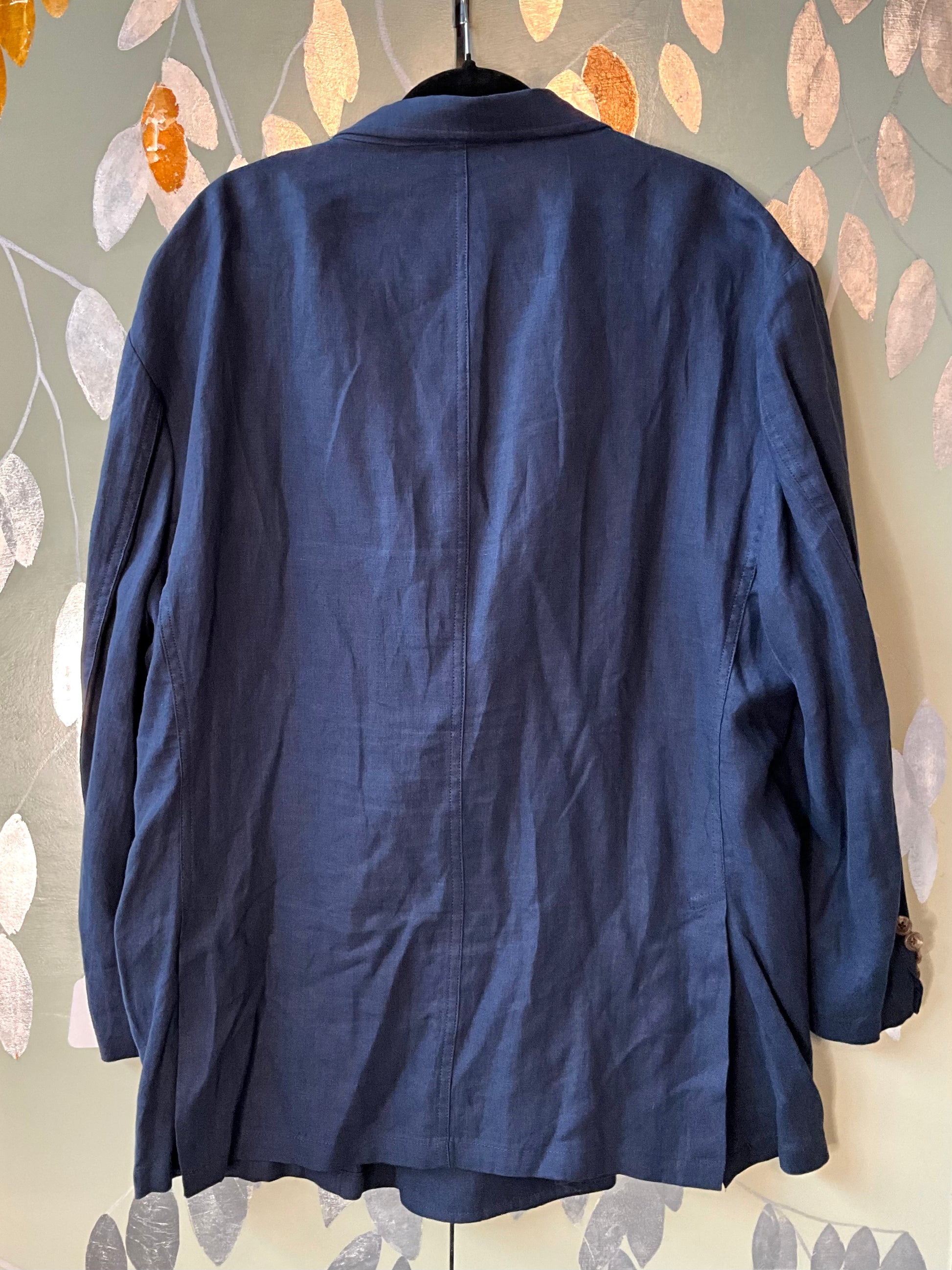 Vintage 1990s Polo Ralph Lauren Navy Linen Blazer, XL