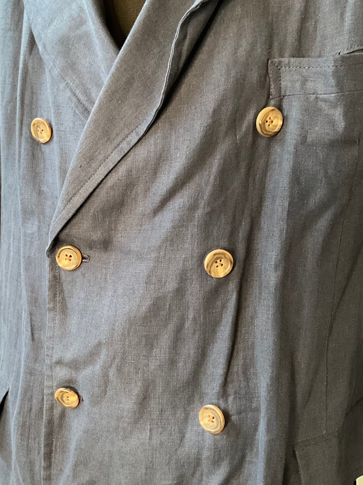 Vintage 1990s Polo Ralph Lauren Navy Linen Blazer, XL