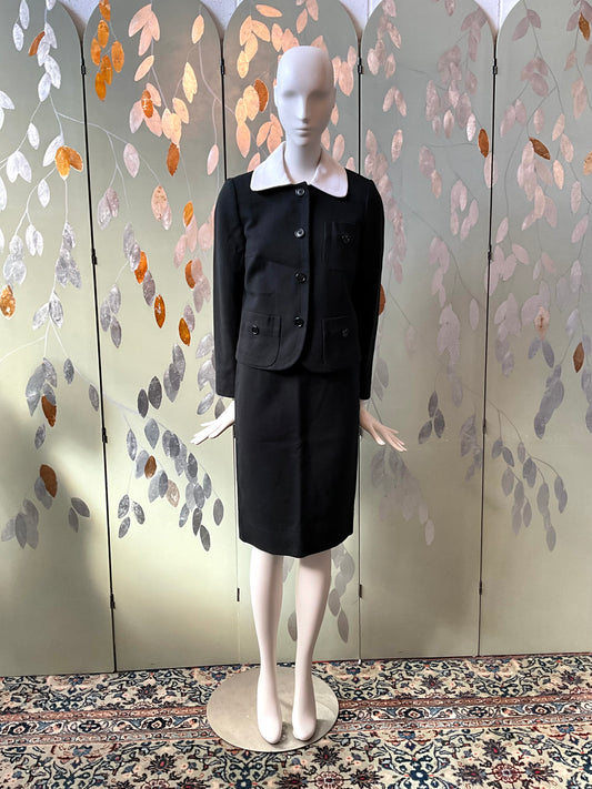 2000s/10s Prada Black and White Cotton Skirt Suit, XS