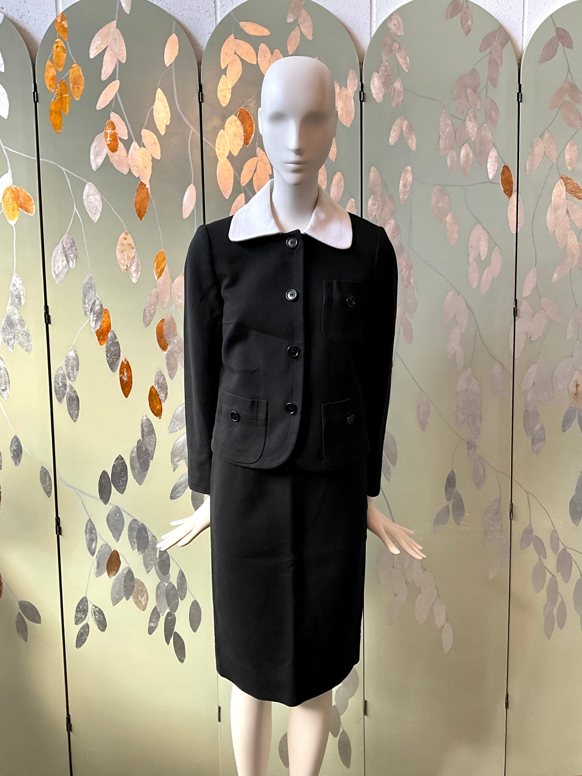 2000s/10s Prada Black and White Cotton Skirt Suit, XS