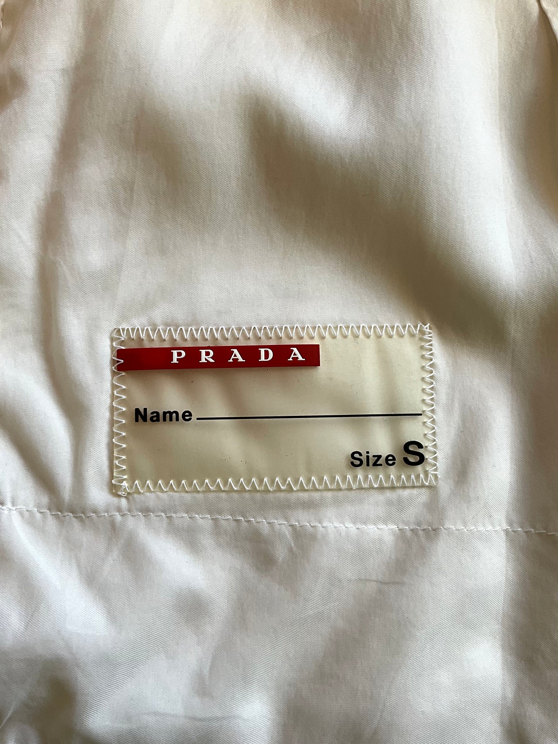 2008 Prada Sport Linea Rossa White Silk Athleisure Hooded Windbreaker, Small