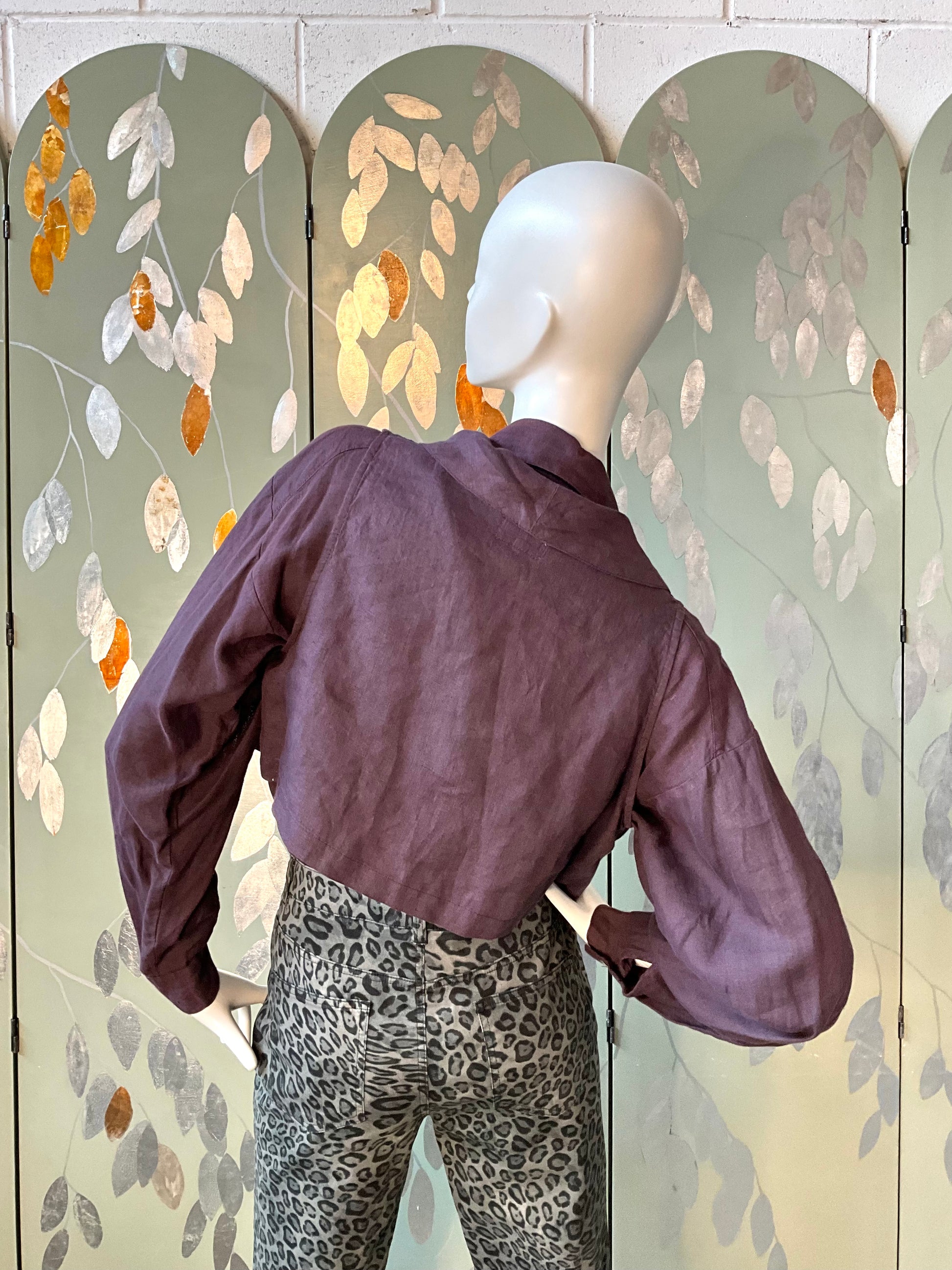 Vintage 1990s Purple Linen Shirt and Waistcoat Set, Small 