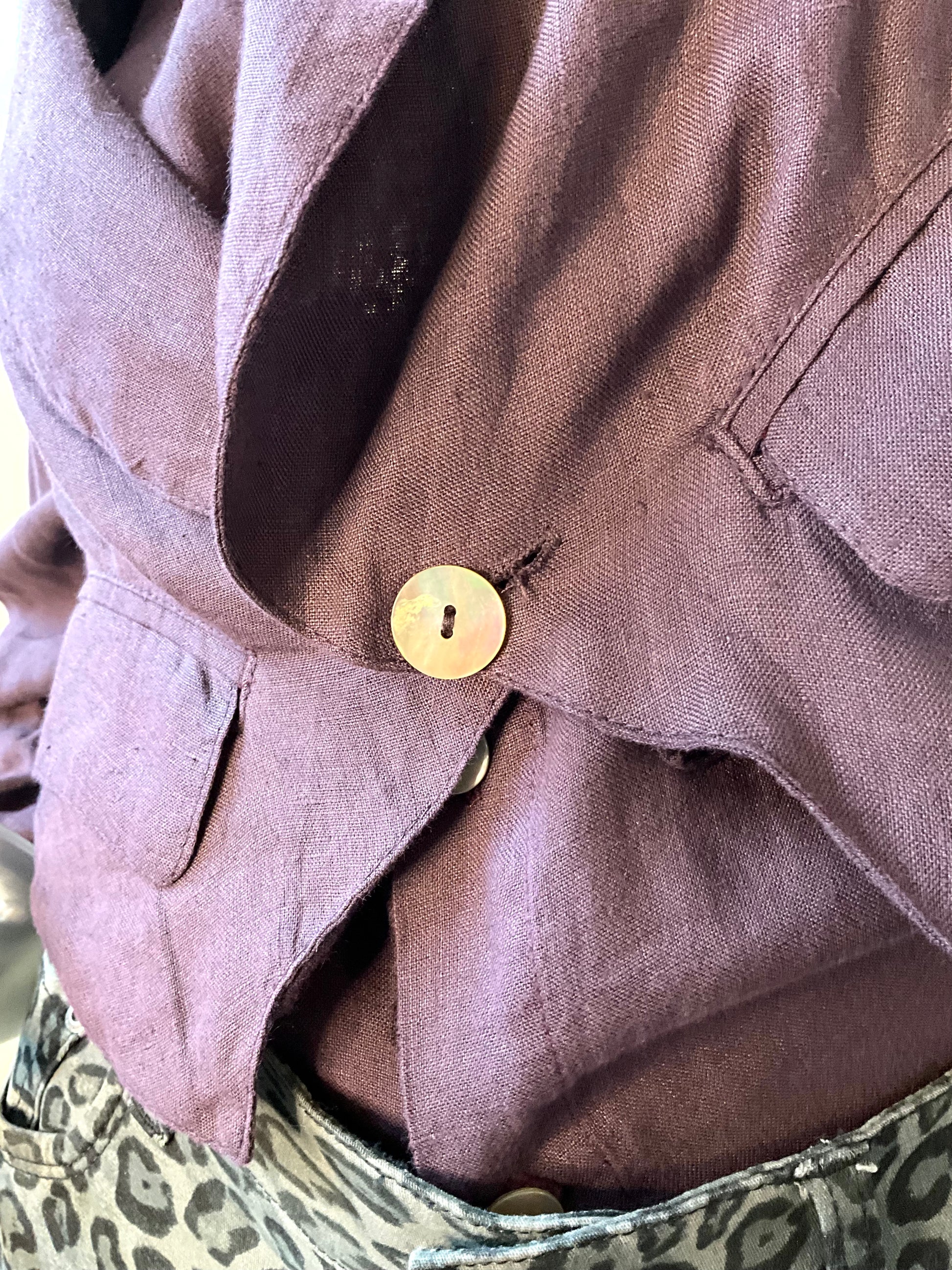 Vintage 1990s Purple Linen Shirt and Waistcoat Set, Small 