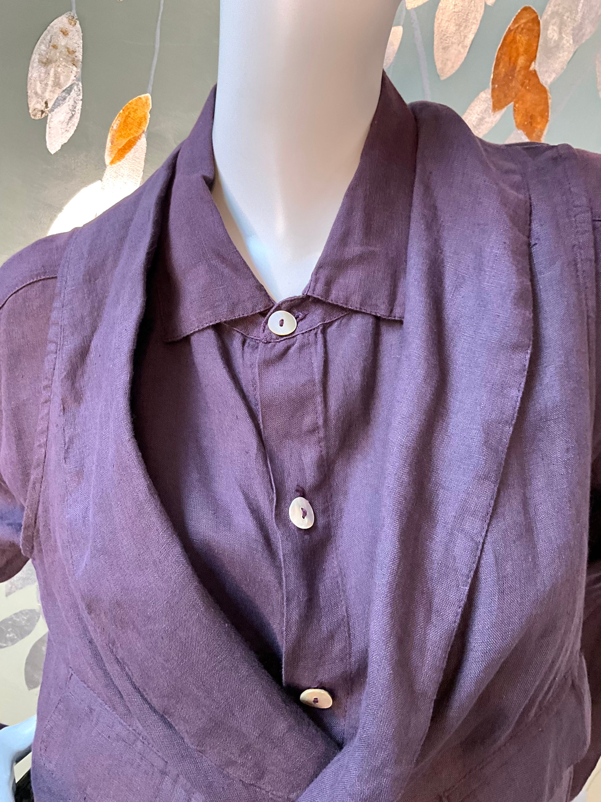 Vintage 1990s Purple Linen Shirt and Waistcoat Set, Small 