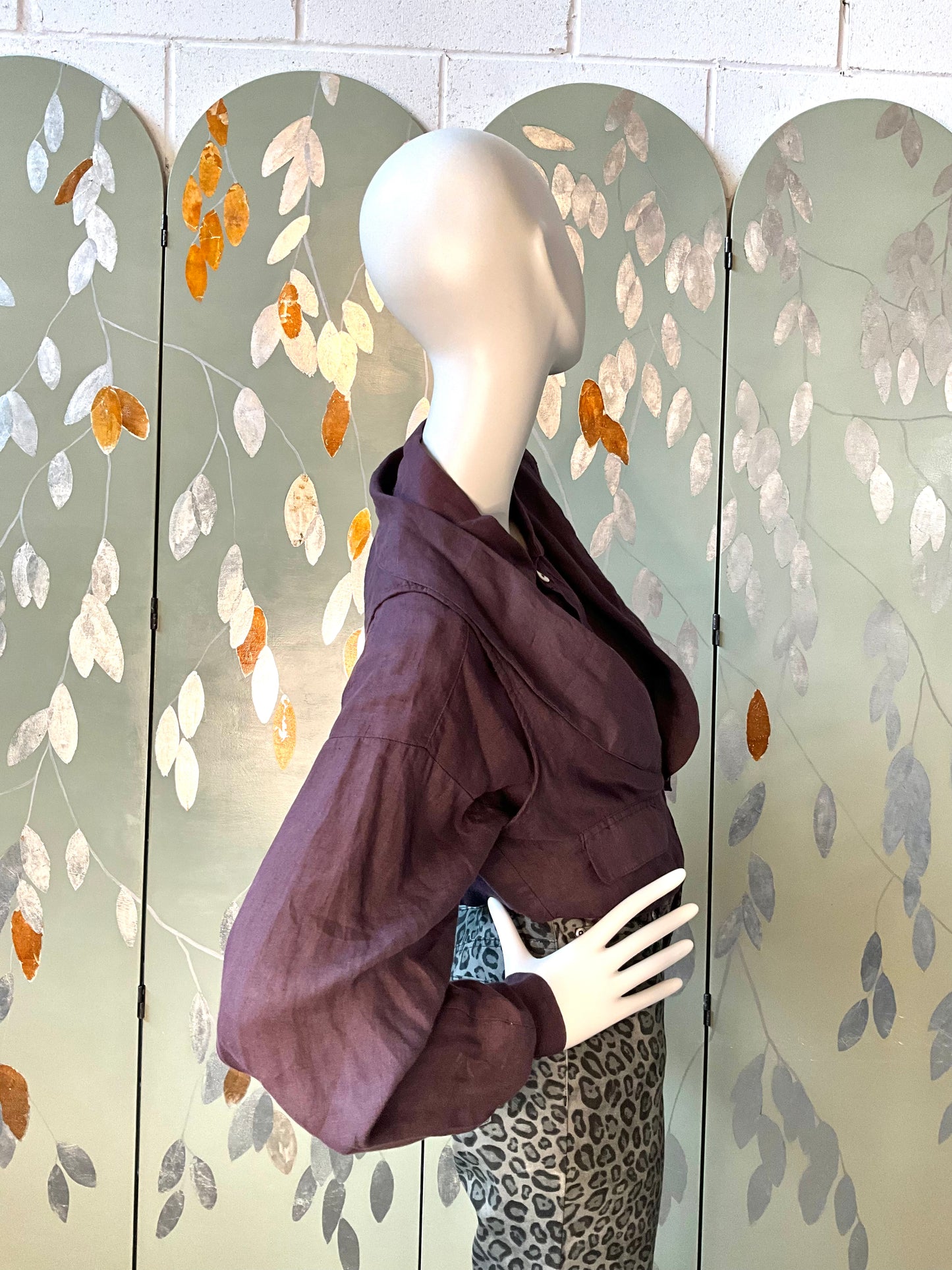 Vintage 1990s Purple Linen Shirt and Waistcoat Set, Small 
