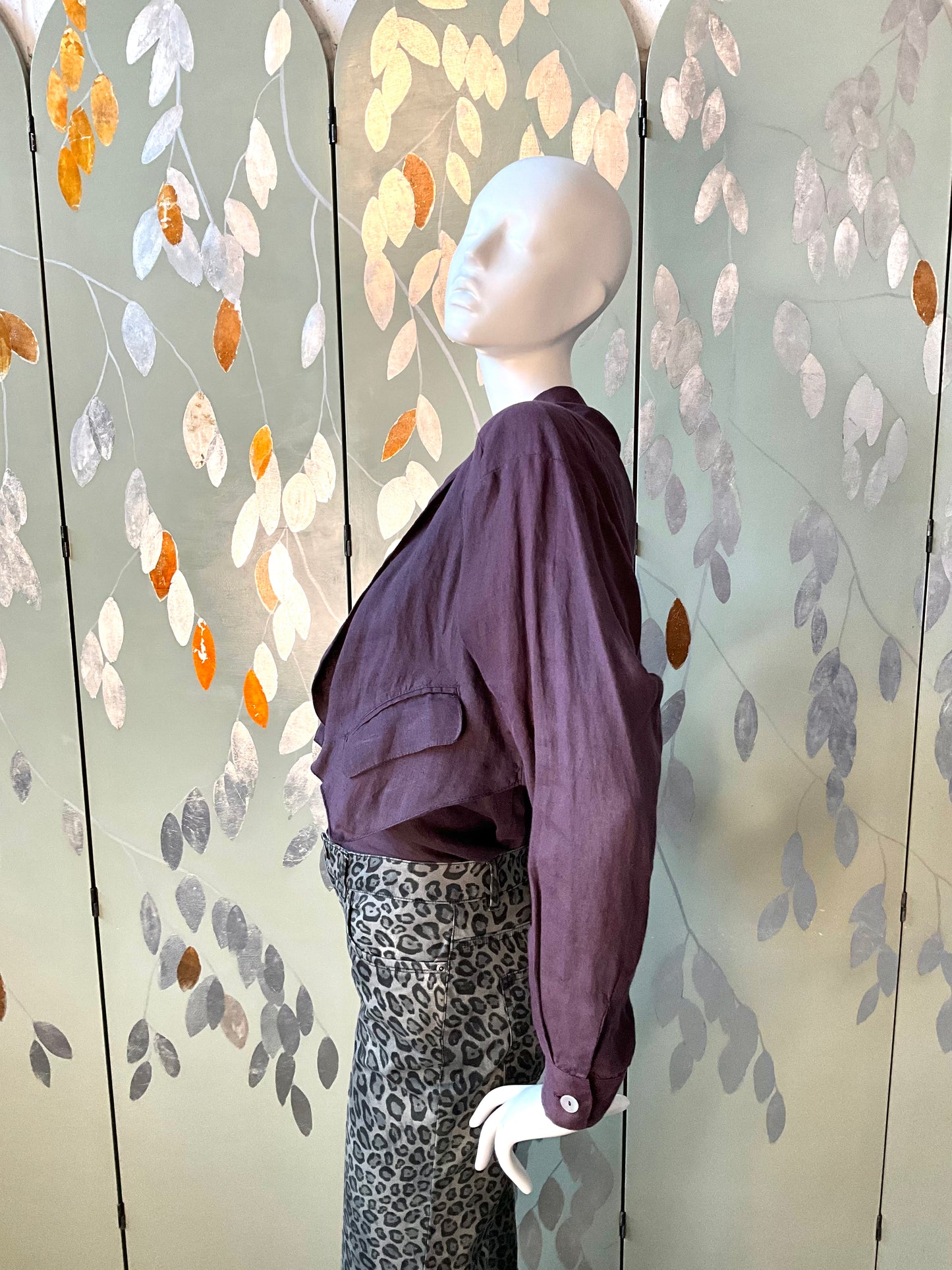 Vintage 1990s Purple Linen Shirt and Waistcoat Set, Small 