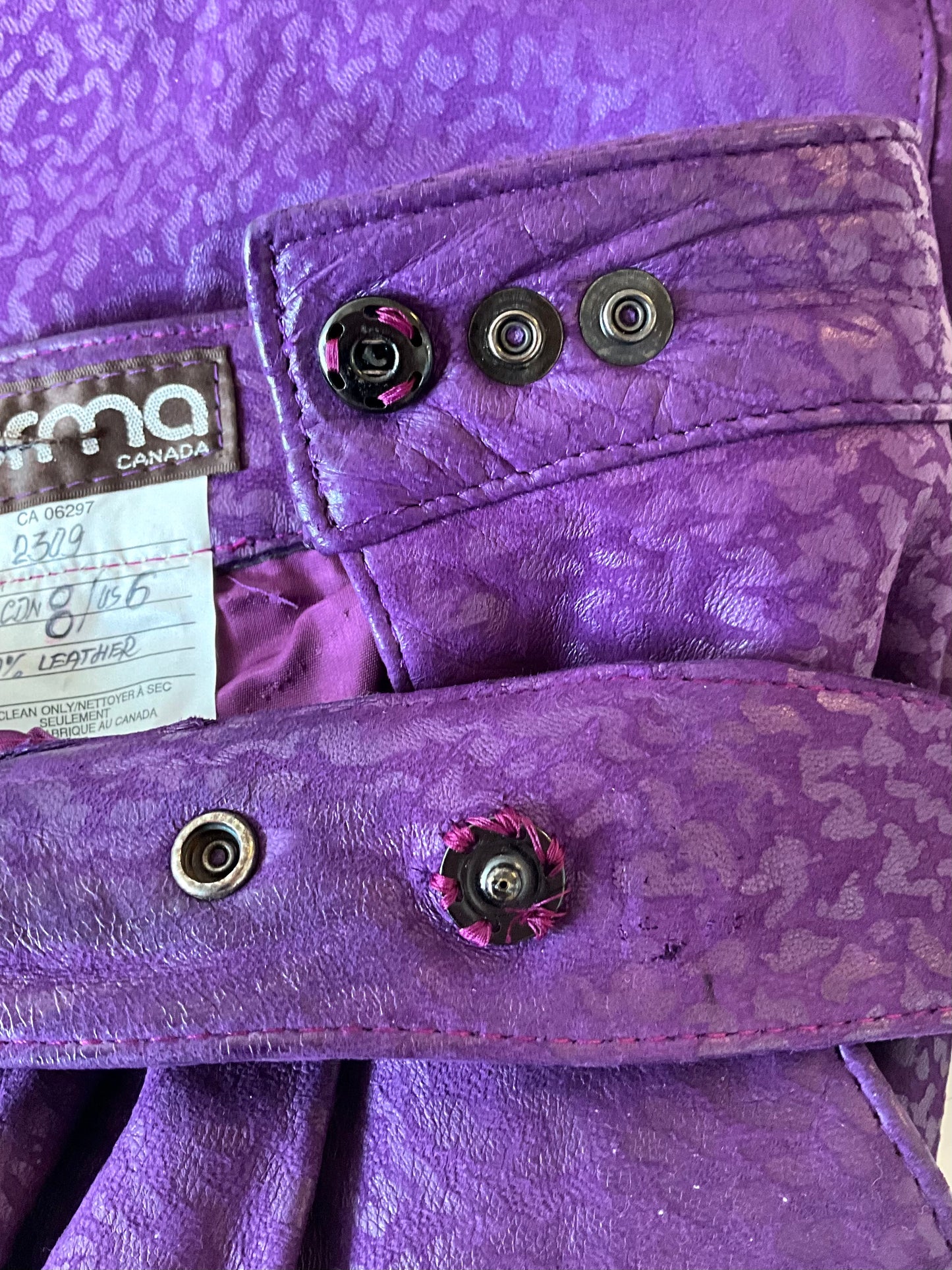 Vintage 1980s Norma Canada Purple Suede Pleated Pants, S-M