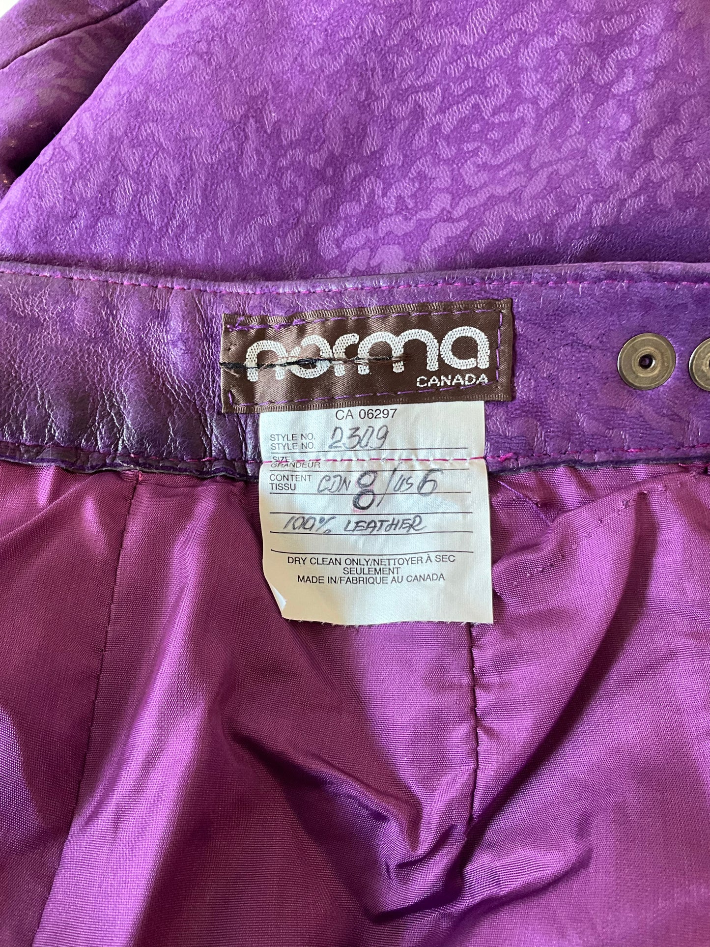 Vintage 1980s Norma Canada Purple Suede Pleated Pants, S-M