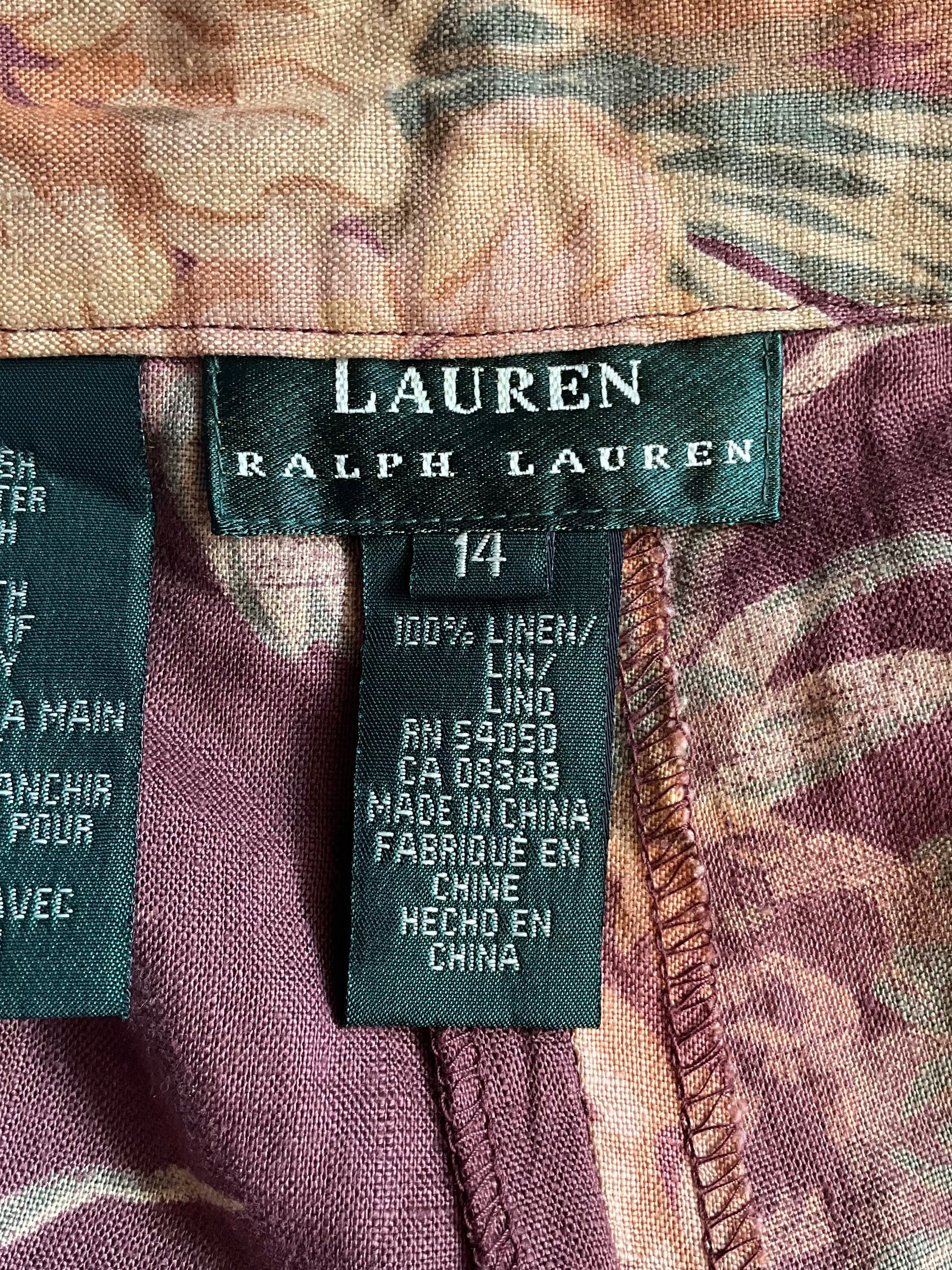 Vintage 1990s Ralph Lauren Linen Bermuda Dress Shorts, Large