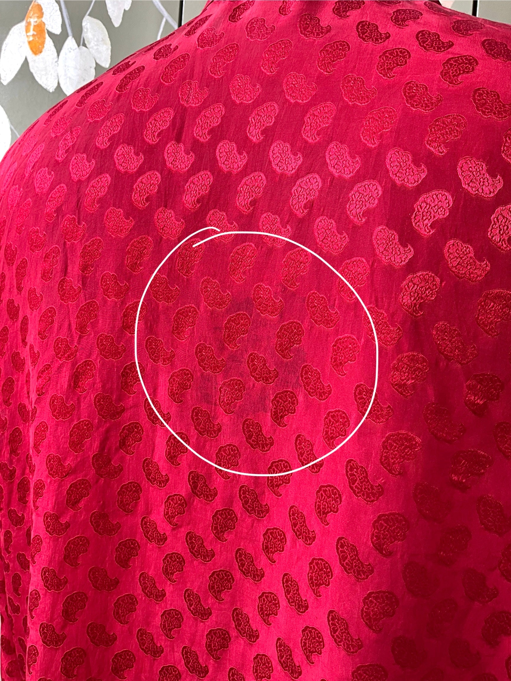 Vintage 1950s Men's Red Satin Damask Pyjama Set, Large 