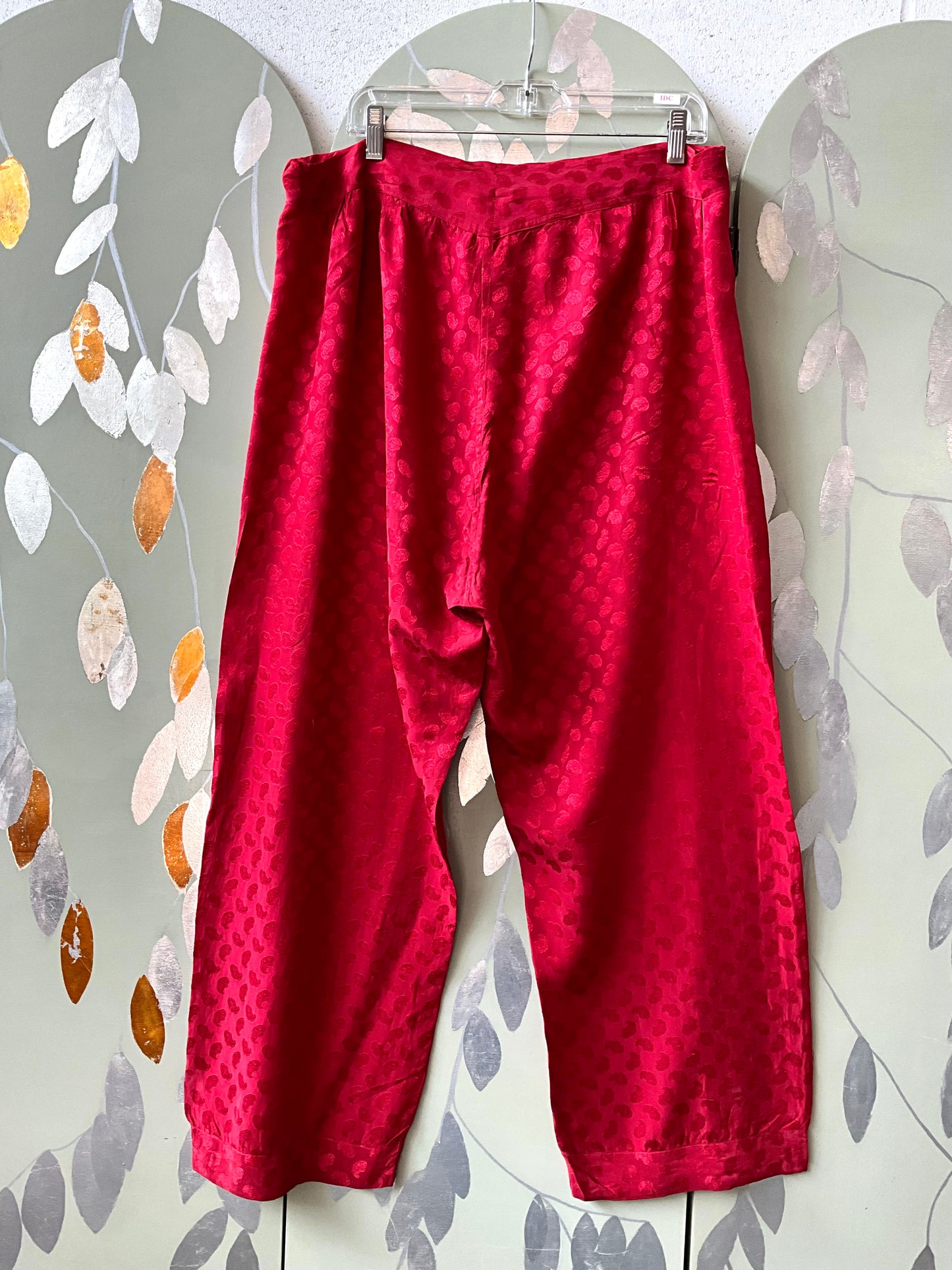 Vintage 1950s Men's Red Satin Damask Pyjama Set, Large 