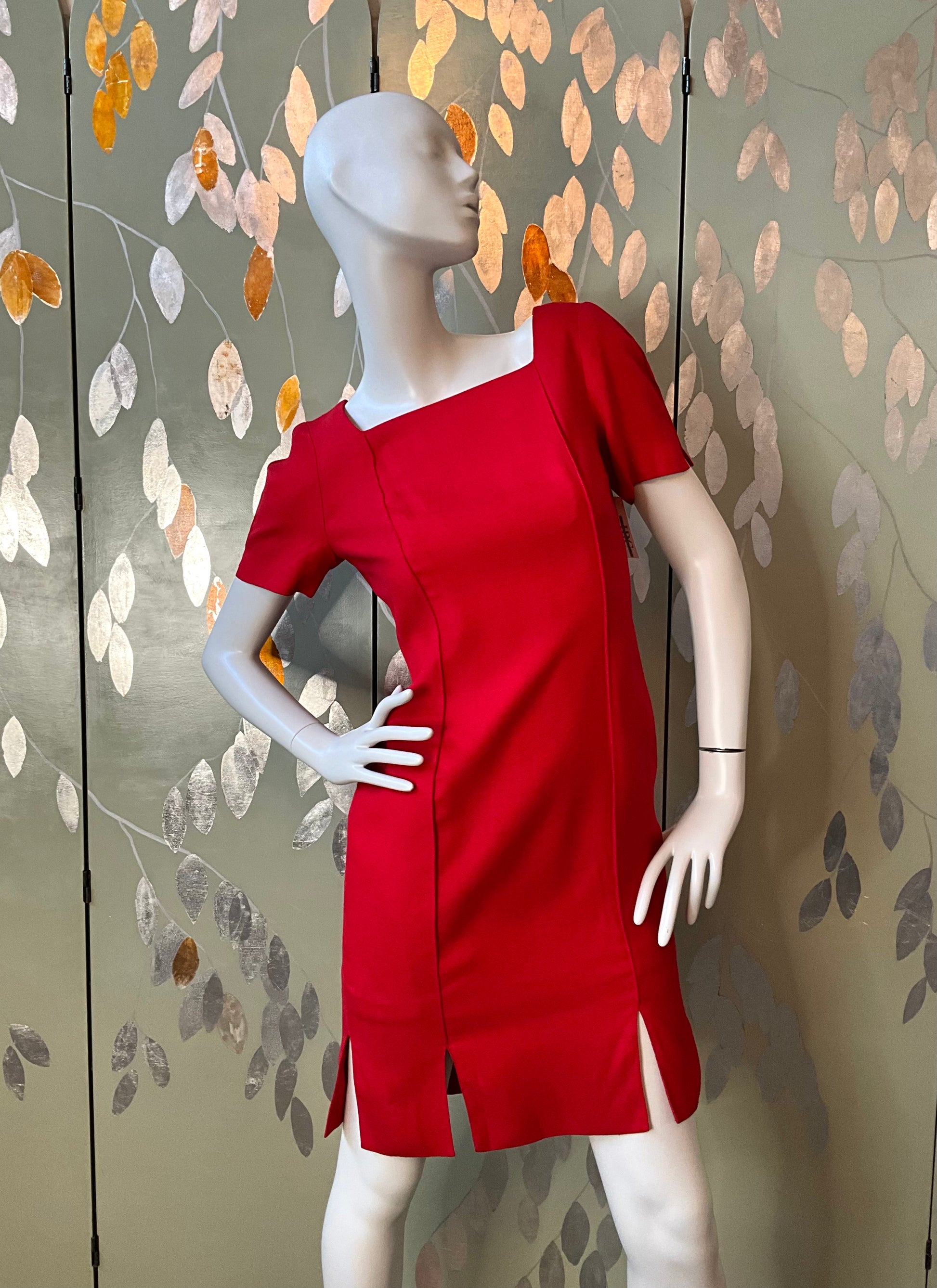 princess seam dress Vintage 1980s Red Short Sleeve Princess Seam Dress, Medium
