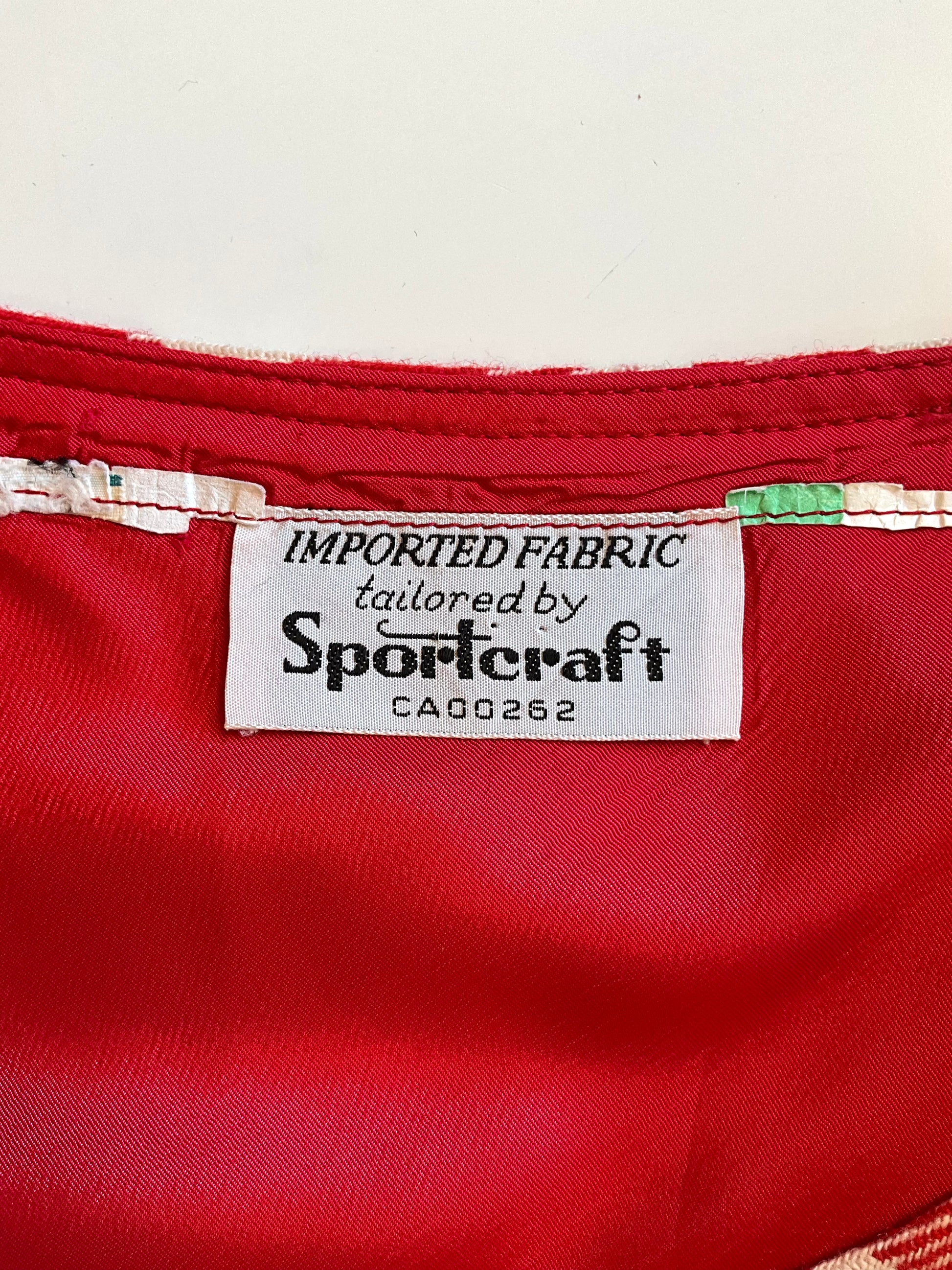 Vintage 1970s Red and Cream Plaid Flared Midi Skirt, W32