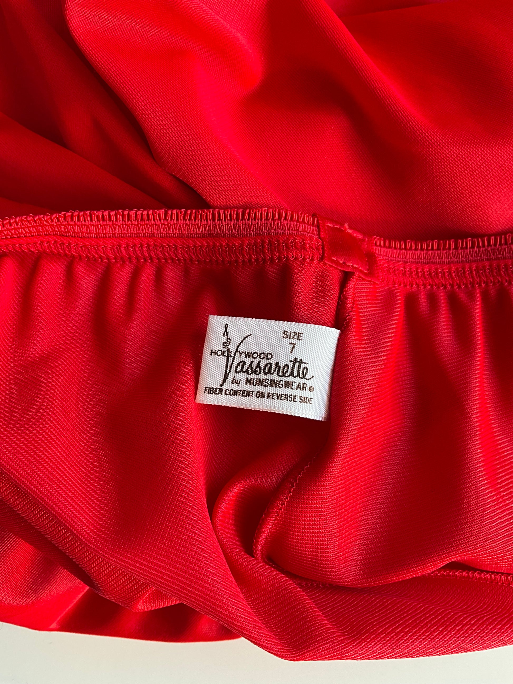 Vintage 1960s Black and Red Nylon Lace Trim Slip Shorts