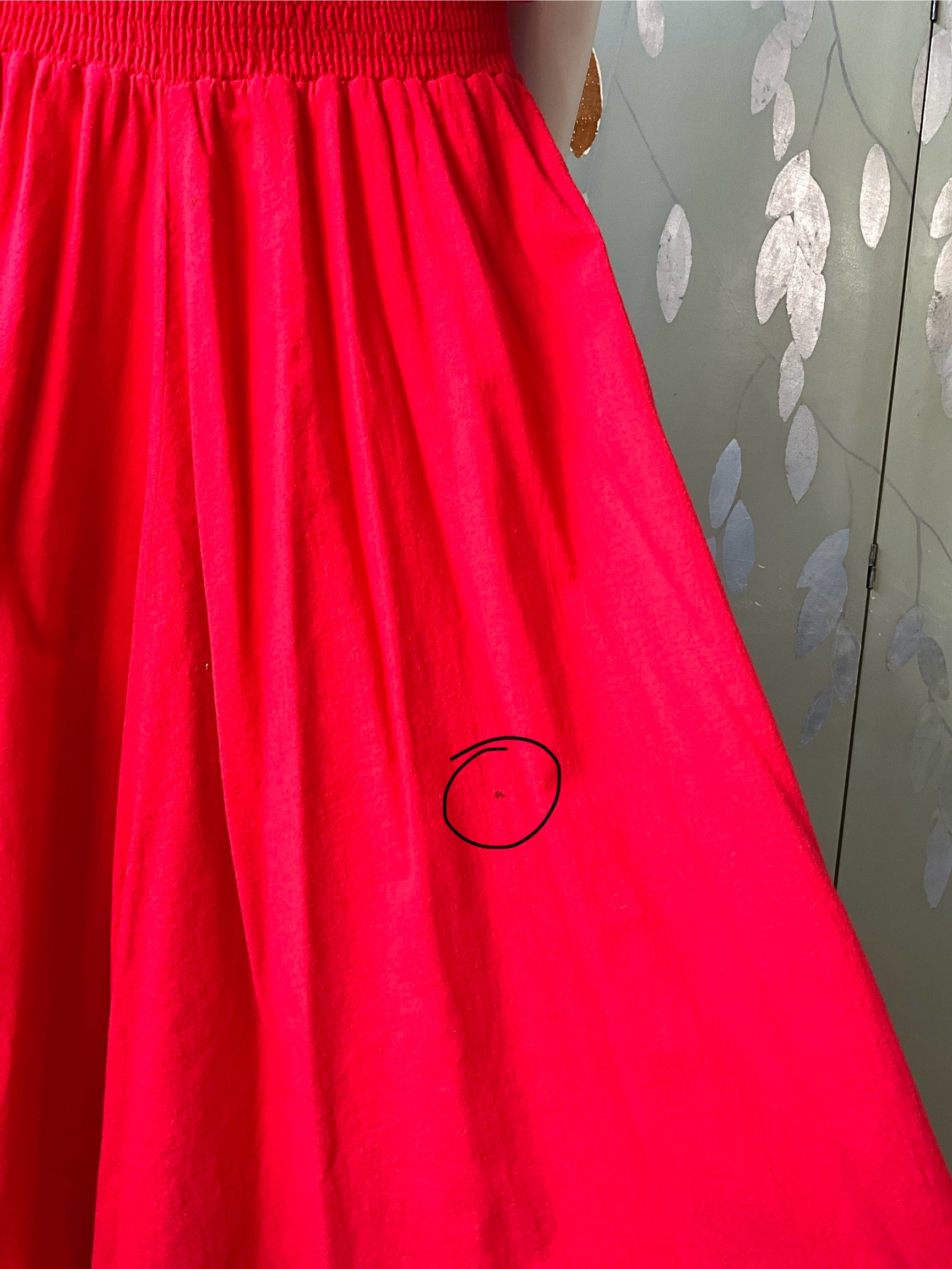 Vintage 1980s Red Cotton Tank Top Maxi Dress, Made in USA, S/M