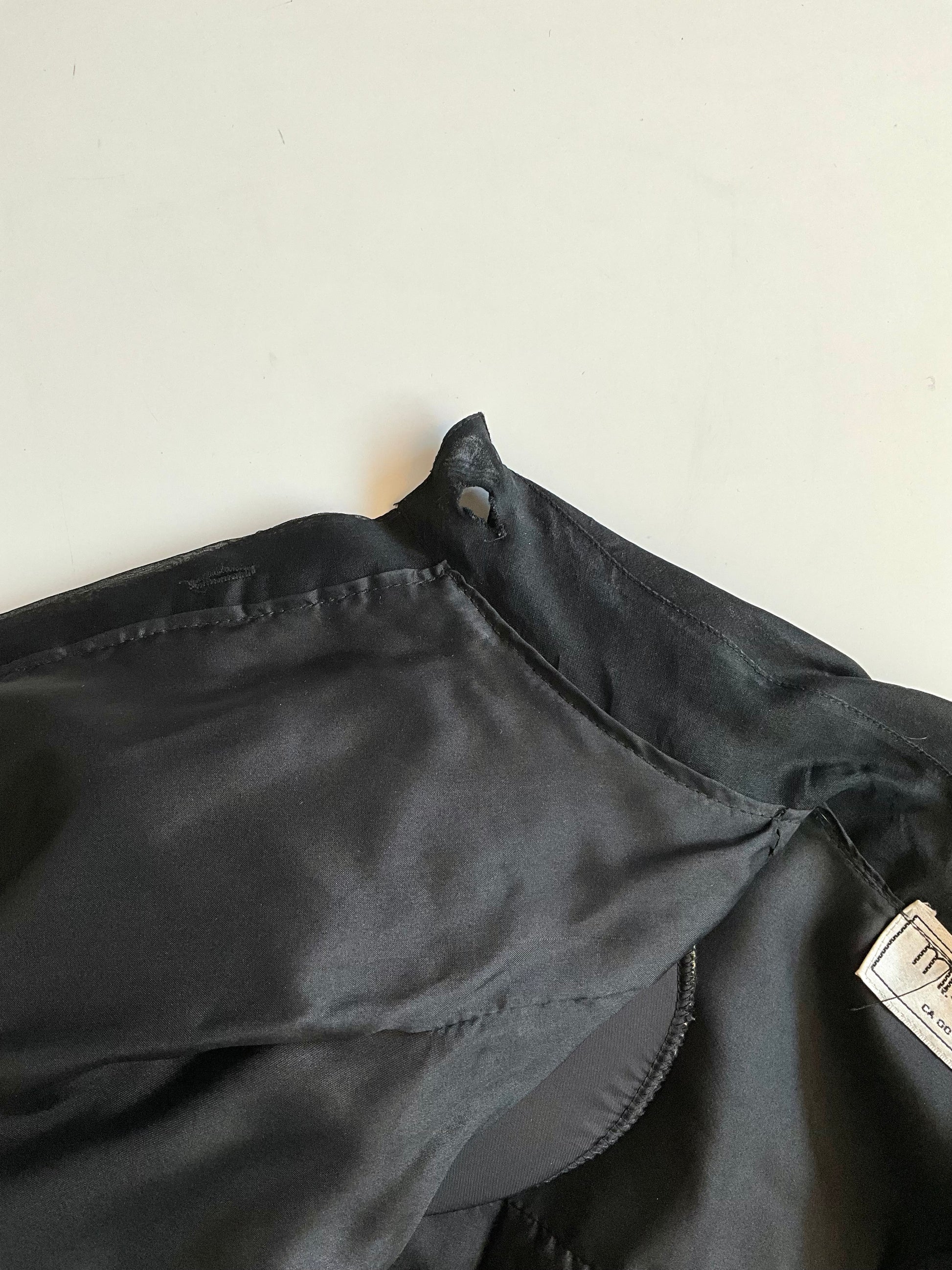 Vintage 1980s Sheer Black Silk Ruffle Blouse, L/XL