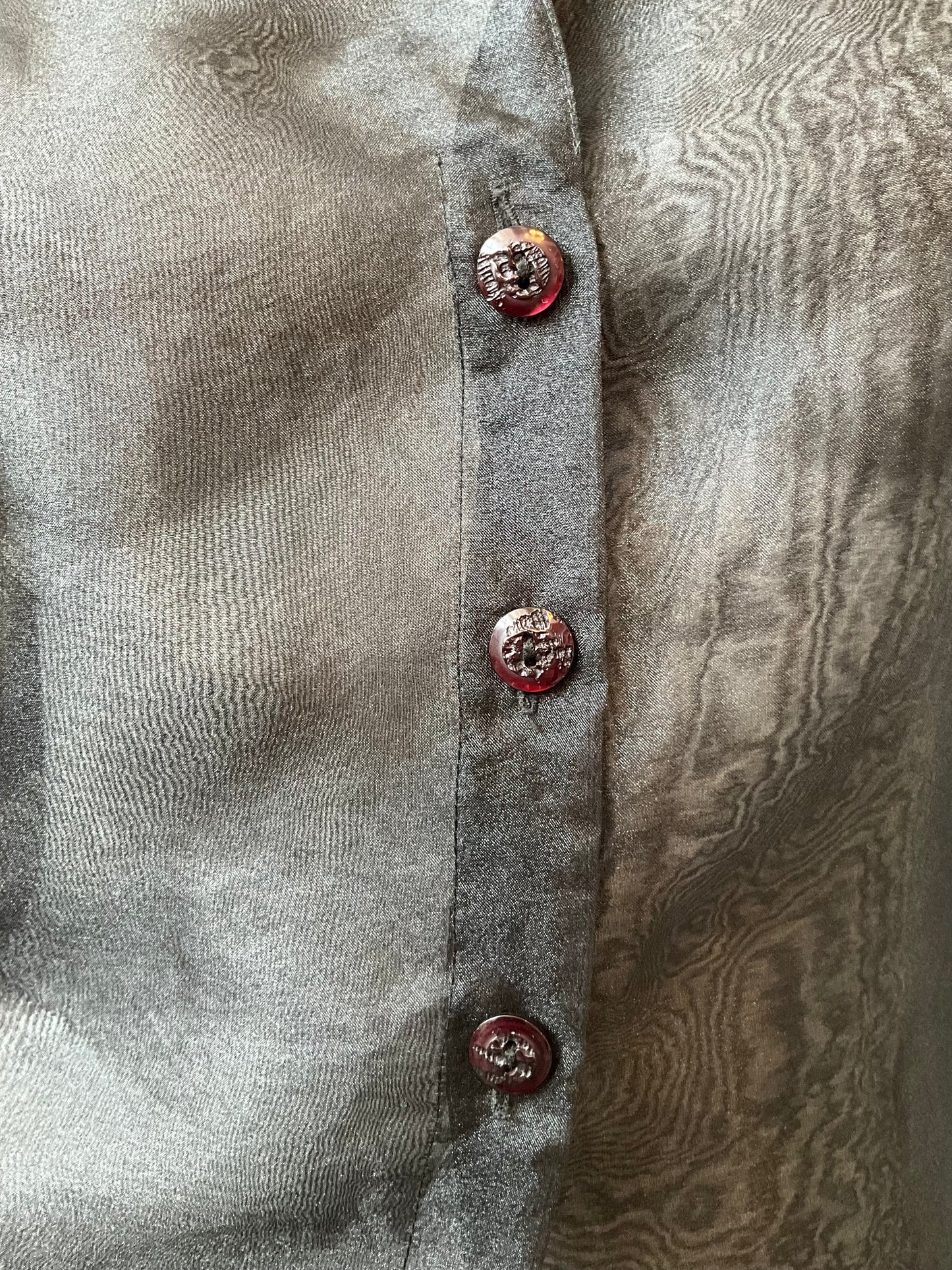 Vintage 1990s Sheer Black Organza Long Sleeve Blouse, S/M