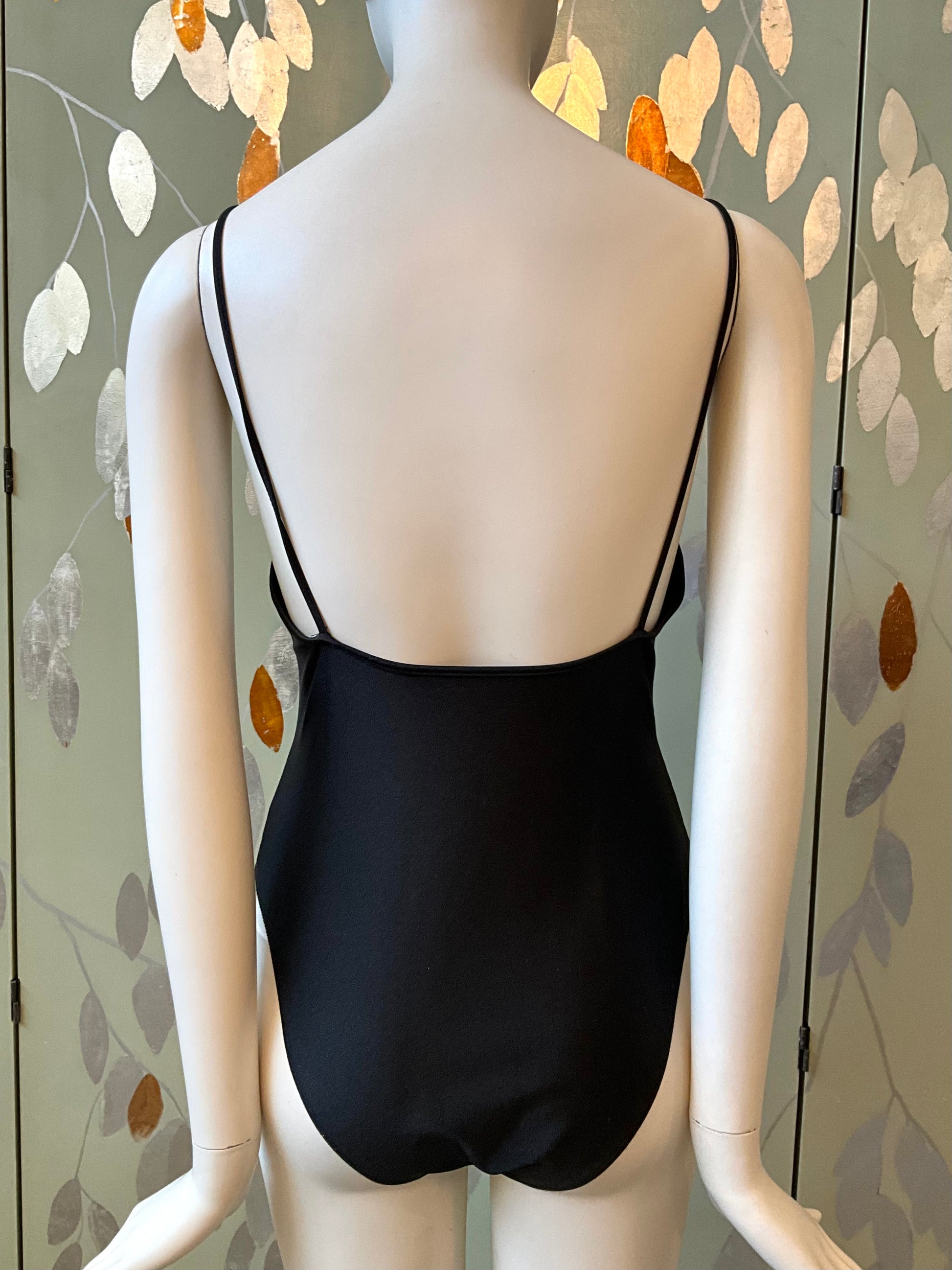 Vintage 1980s Sonia Rykiel Black Bedazzled Anchor Swimsuit, Medium