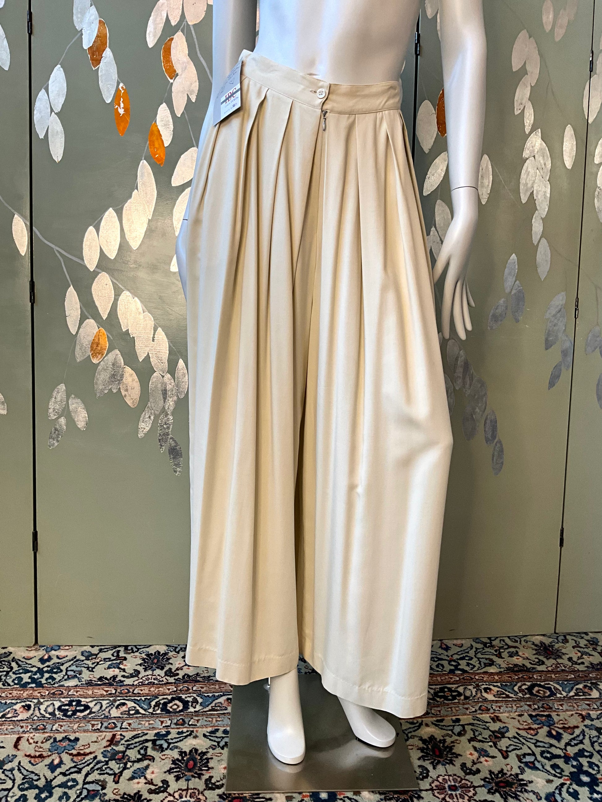 Vintage 1980s Cream Sophie Sitbon Wide Pleated Trousers, W28