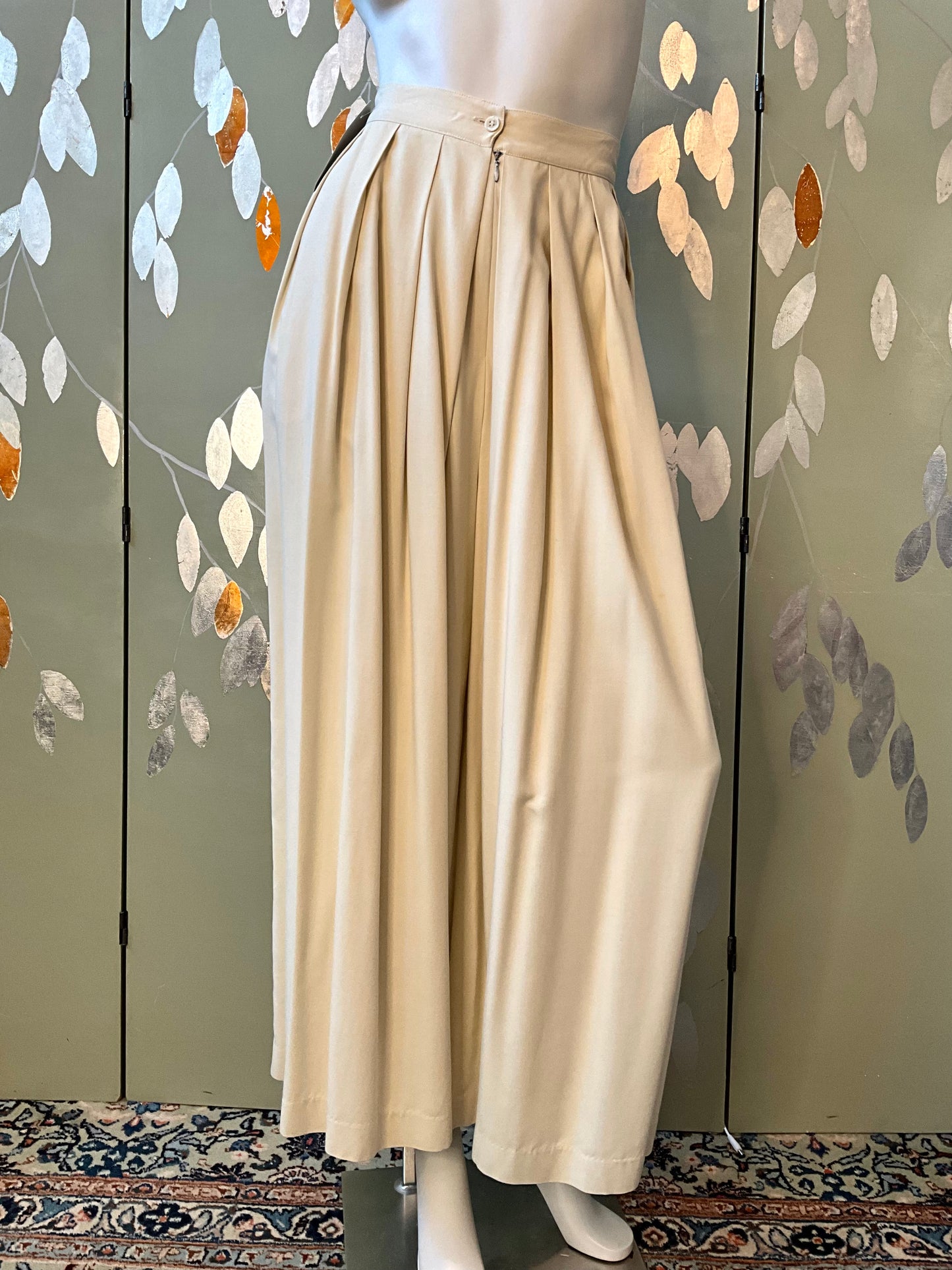 Vintage 1980s Cream Sophie Sitbon Wide Pleated Trousers, W28