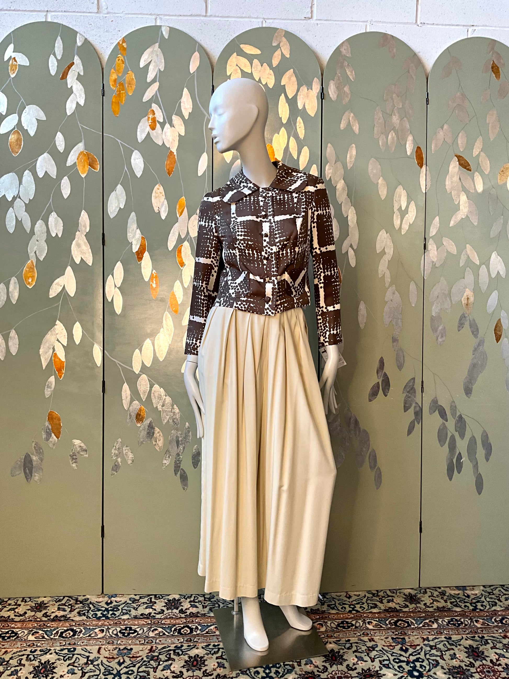 Vintage 1980s Cream Sophie Sitbon Wide Pleated Trousers, W28