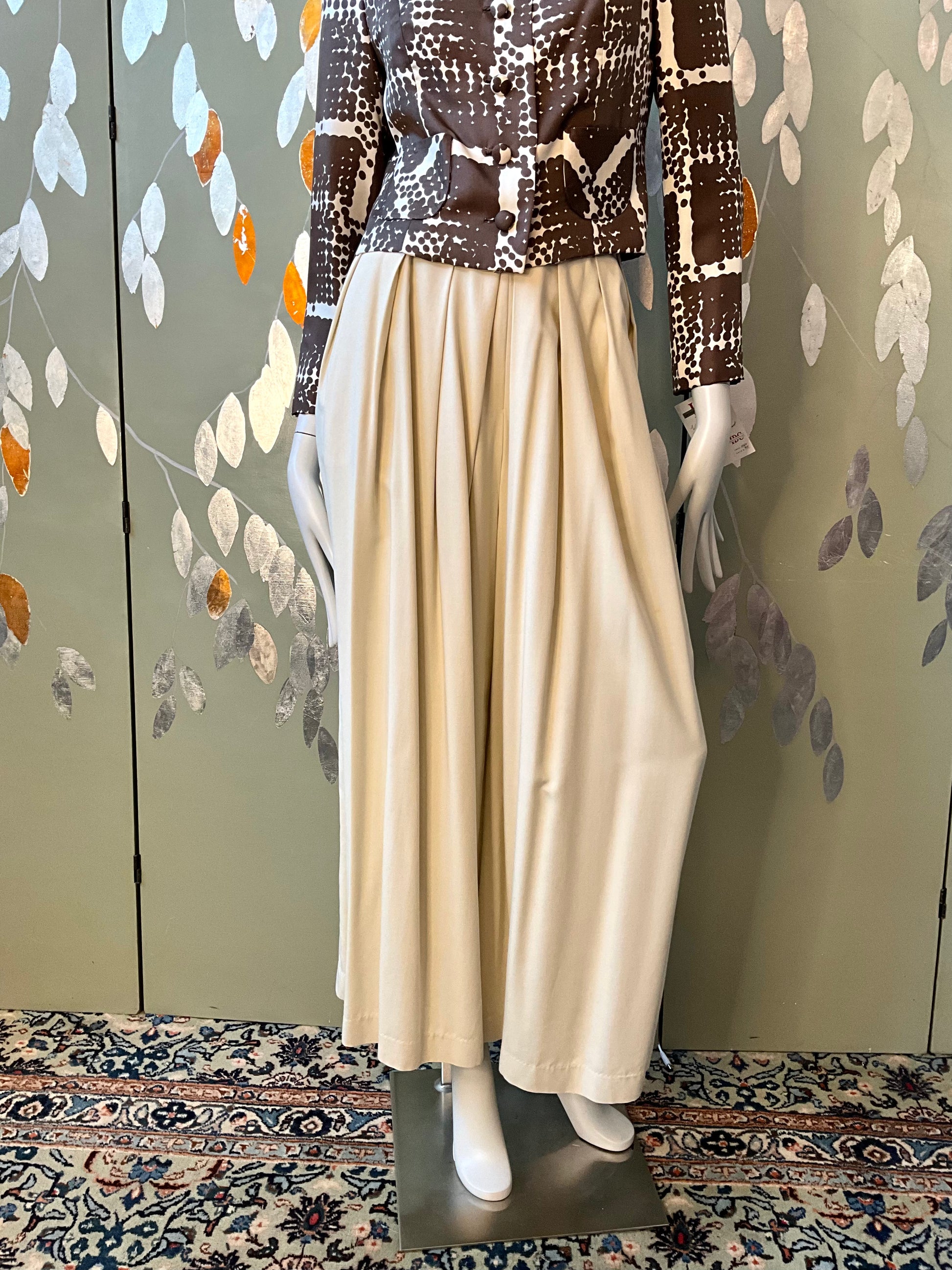 Vintage 1980s Cream Sophie Sitbon Wide Pleated Trousers, W28