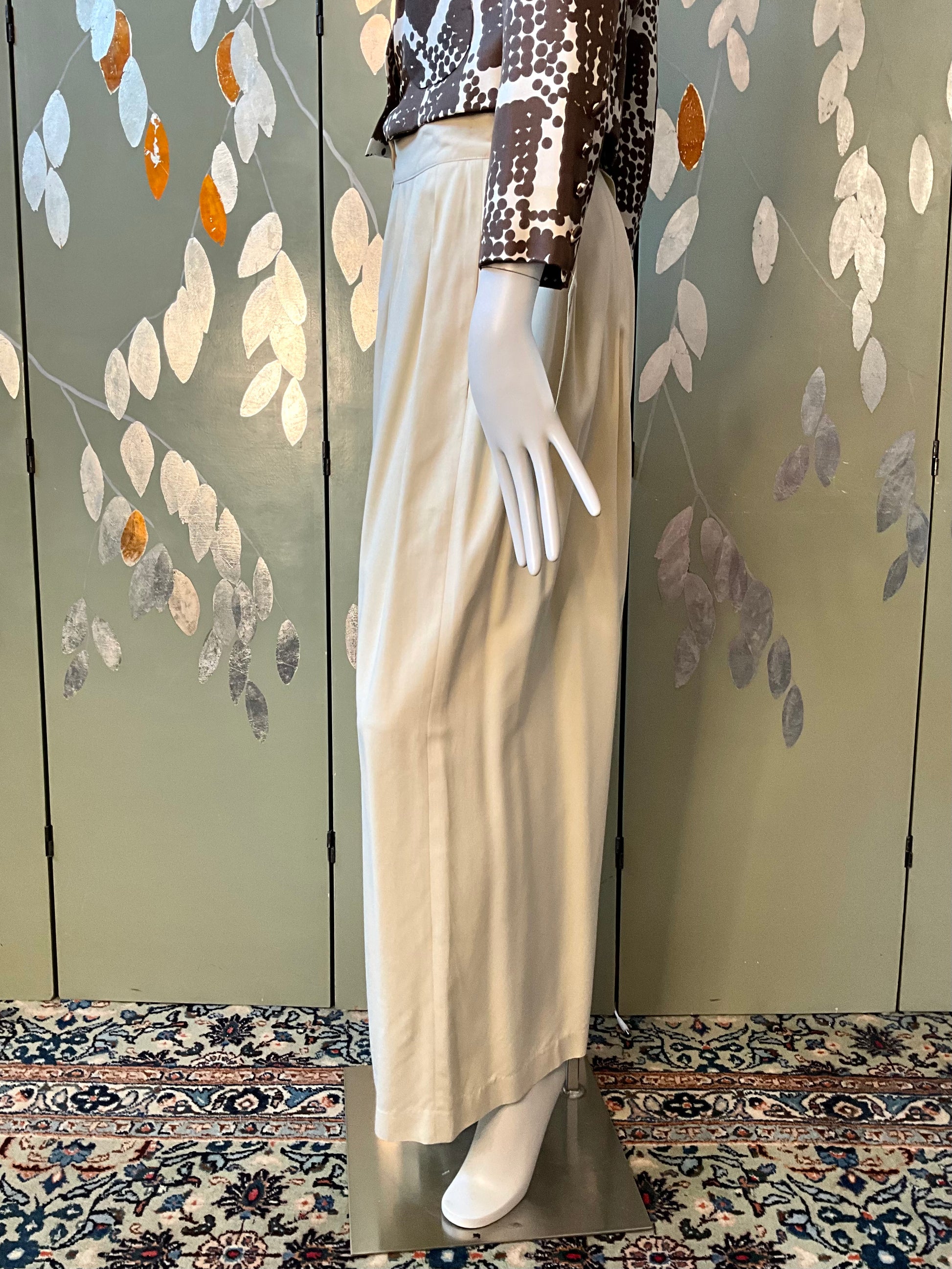 Vintage 1980s Cream Sophie Sitbon Wide Pleated Trousers, W28