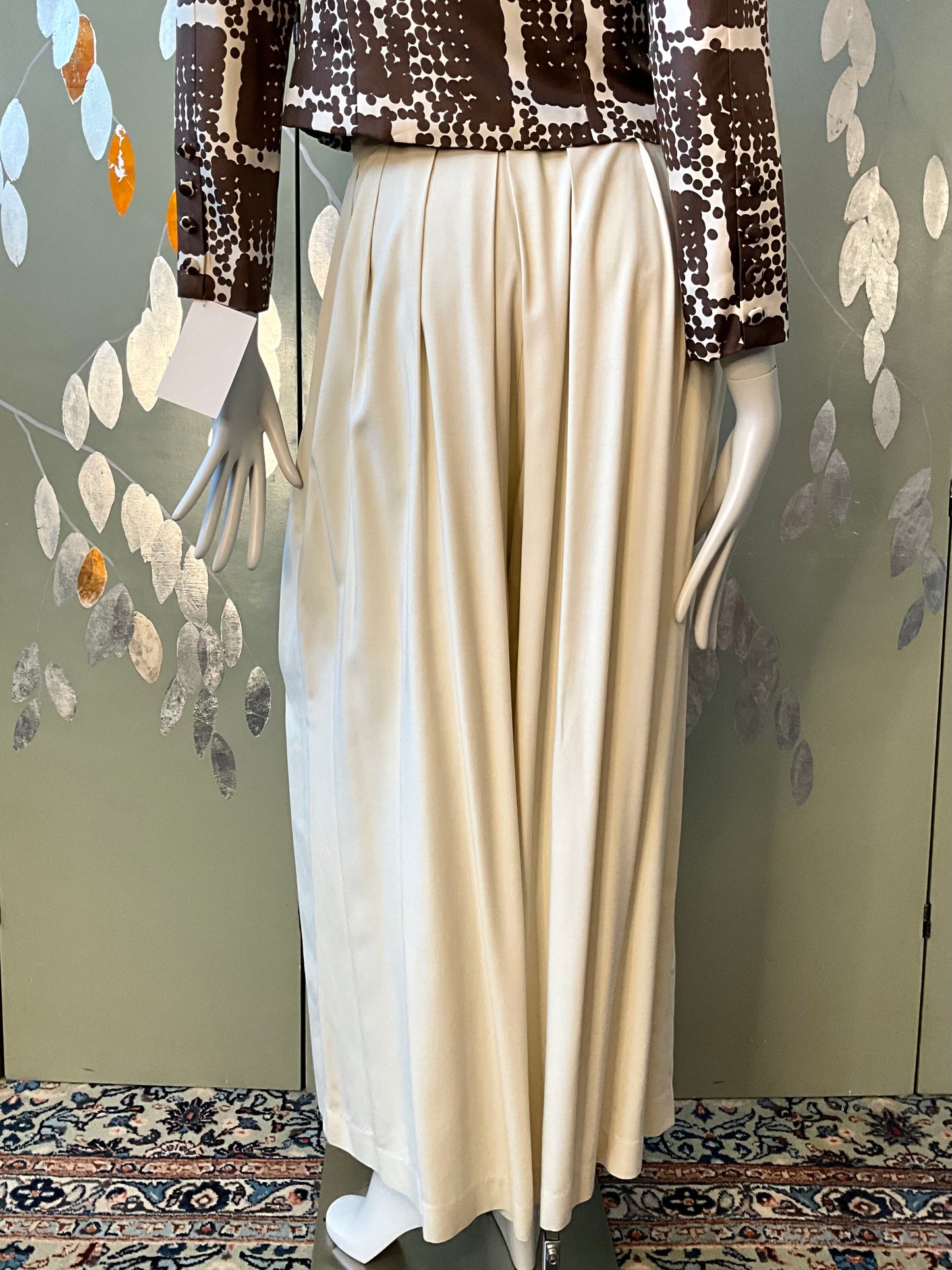 Vintage 1980s Cream Sophie Sitbon Wide Pleated Trousers, W28