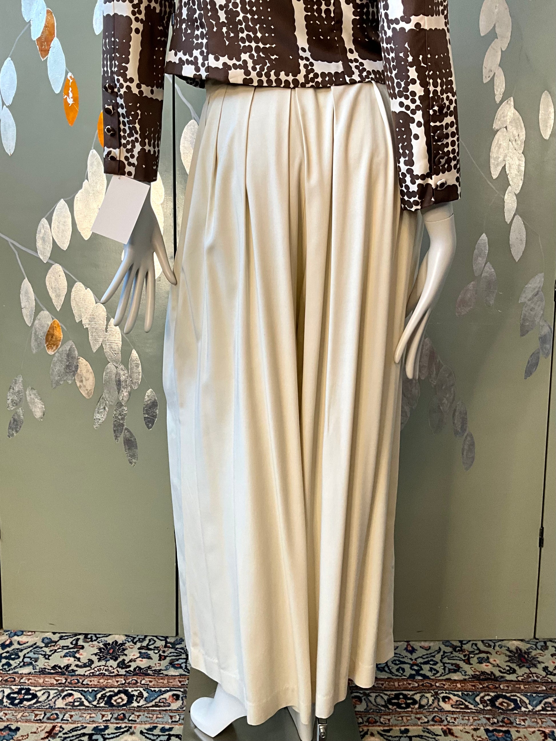 Vintage 1980s Cream Sophie Sitbon Wide Pleated Trousers, W28