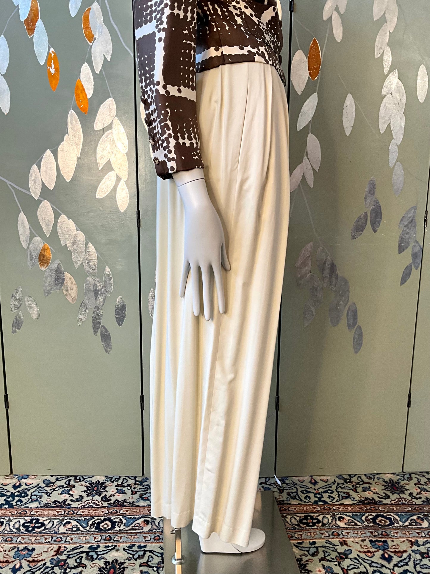 Vintage 1980s Cream Sophie Sitbon Wide Pleated Trousers, W28